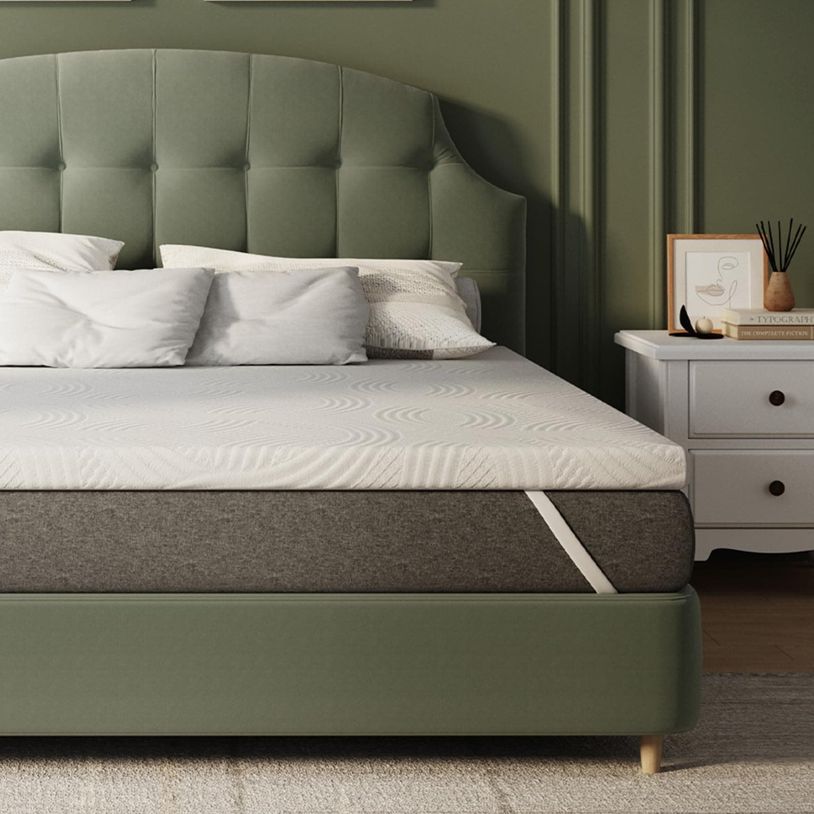 Novilla Materasso Topper 140x190 Altezza 7.5 cm, Coprimaterasso in Schiuma di Fibra, Topper Matrimoniale Assorbente e Traspirante con 4 Angoli Dotato di Cinghie Elastiche