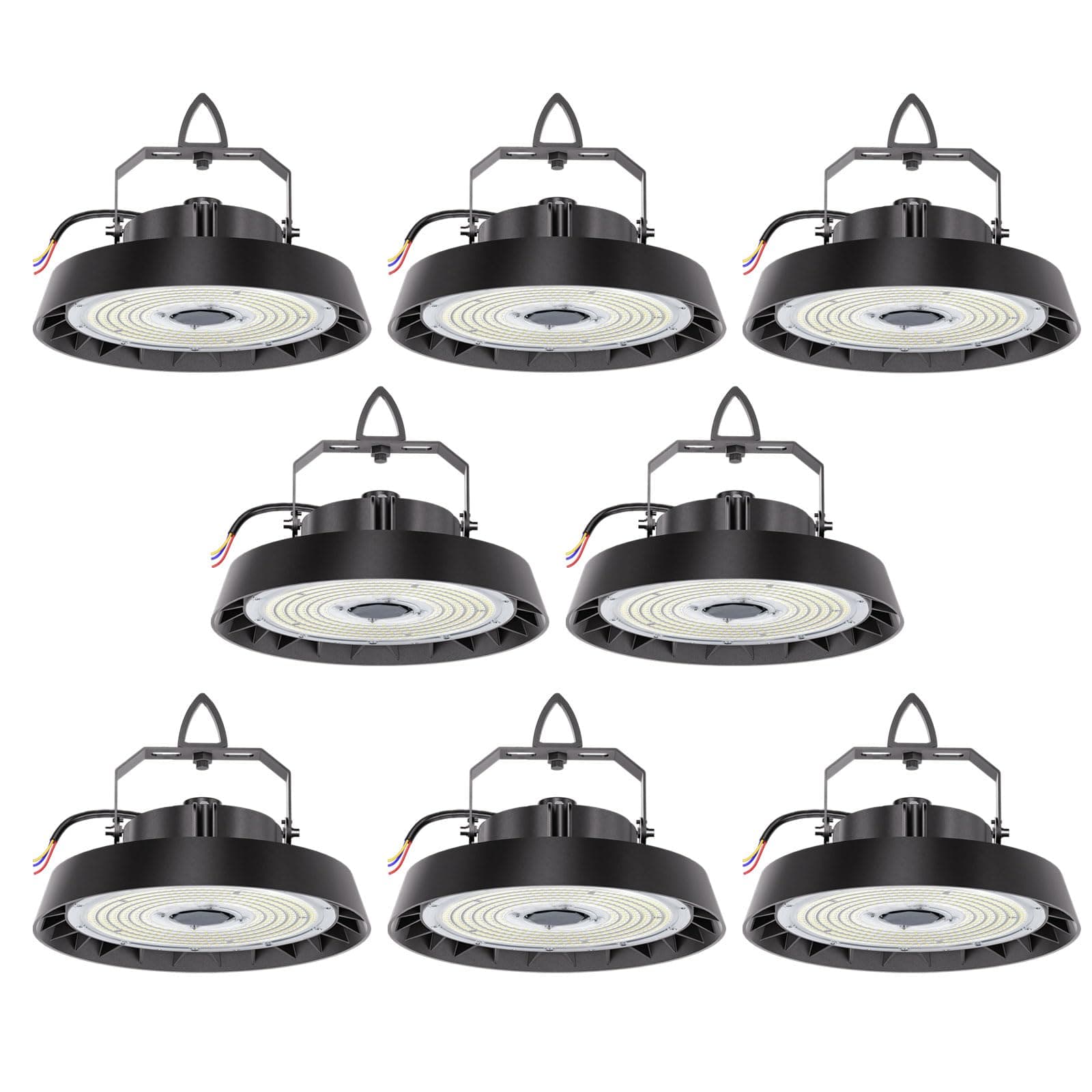 8pcs UFO LED Lámpara Alta Bahía 150W 25500lm, Focos LED Industrial 5000K Blanco Frío, 90° Angle Taller Lámpara, IP65 Impermeable UFO Highbay lamp para Garaje/Fábrica/Almacén/Estadios Deportivos