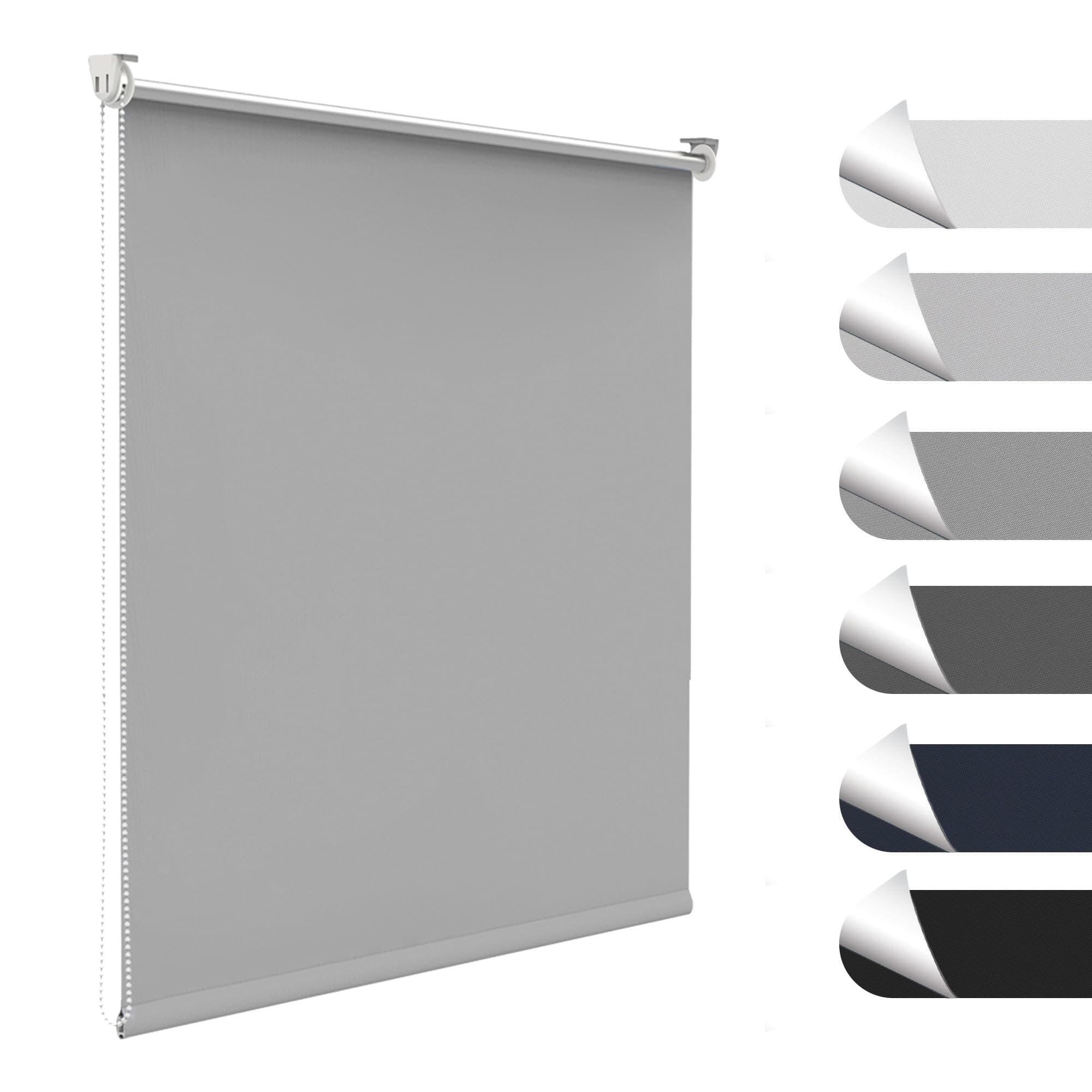 Allesin Store Enrouleur Occultant Thermique sans Perçage, Rideau Opaque Isolant, Montage Simple pour Fenêtre ou Porte, 45l x 130L cm, Largeur du Tissu 45 cm, Gris Clair