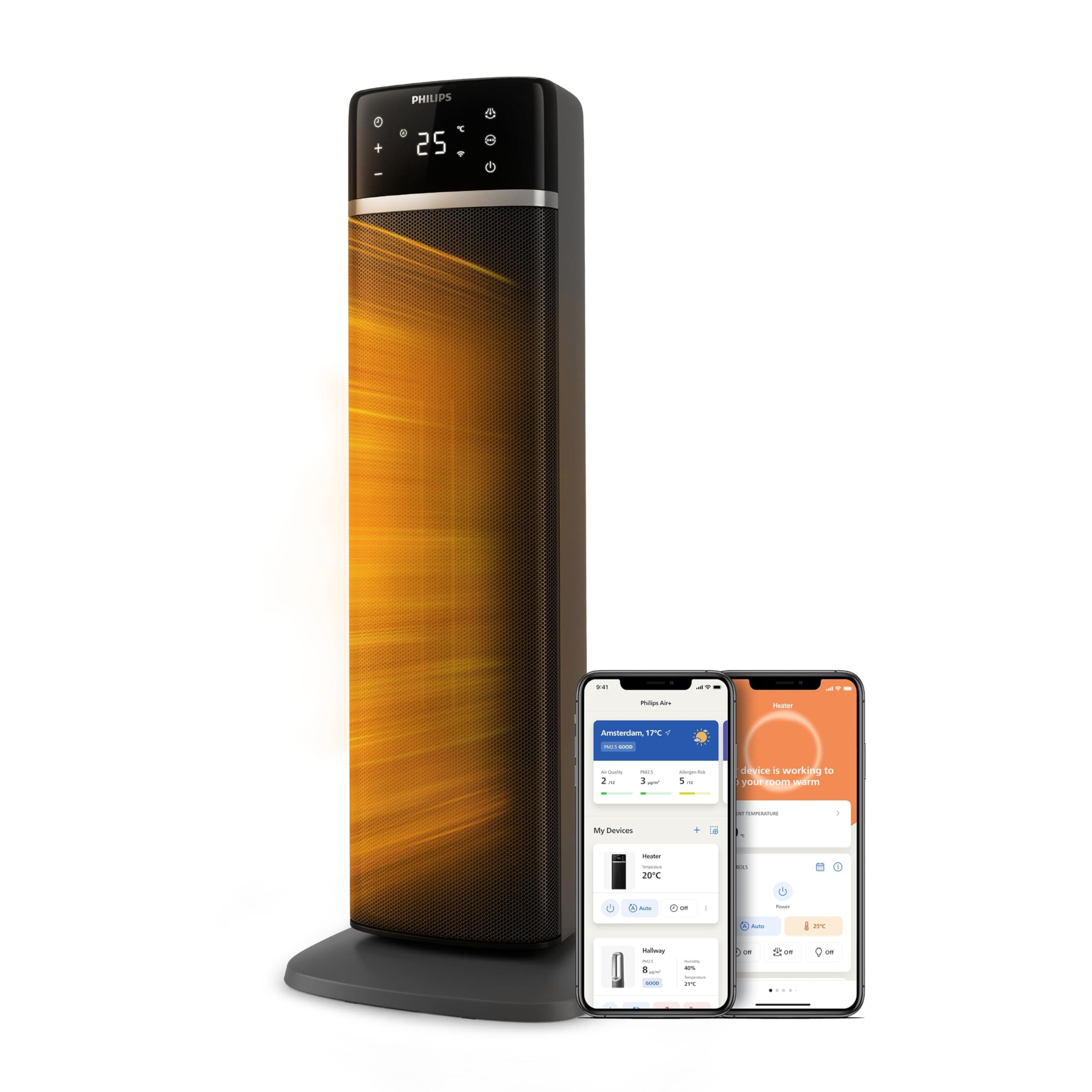 Philips Turm-Heizlüfter Smart 5000 Serie Schwarz 2000 W | bis zu 50% Energieersparnis, App, Oszillation 90°, Temperaturkontrolle, 5 Sicherheitsfunktionen, 4 Modi (CX5120/11)