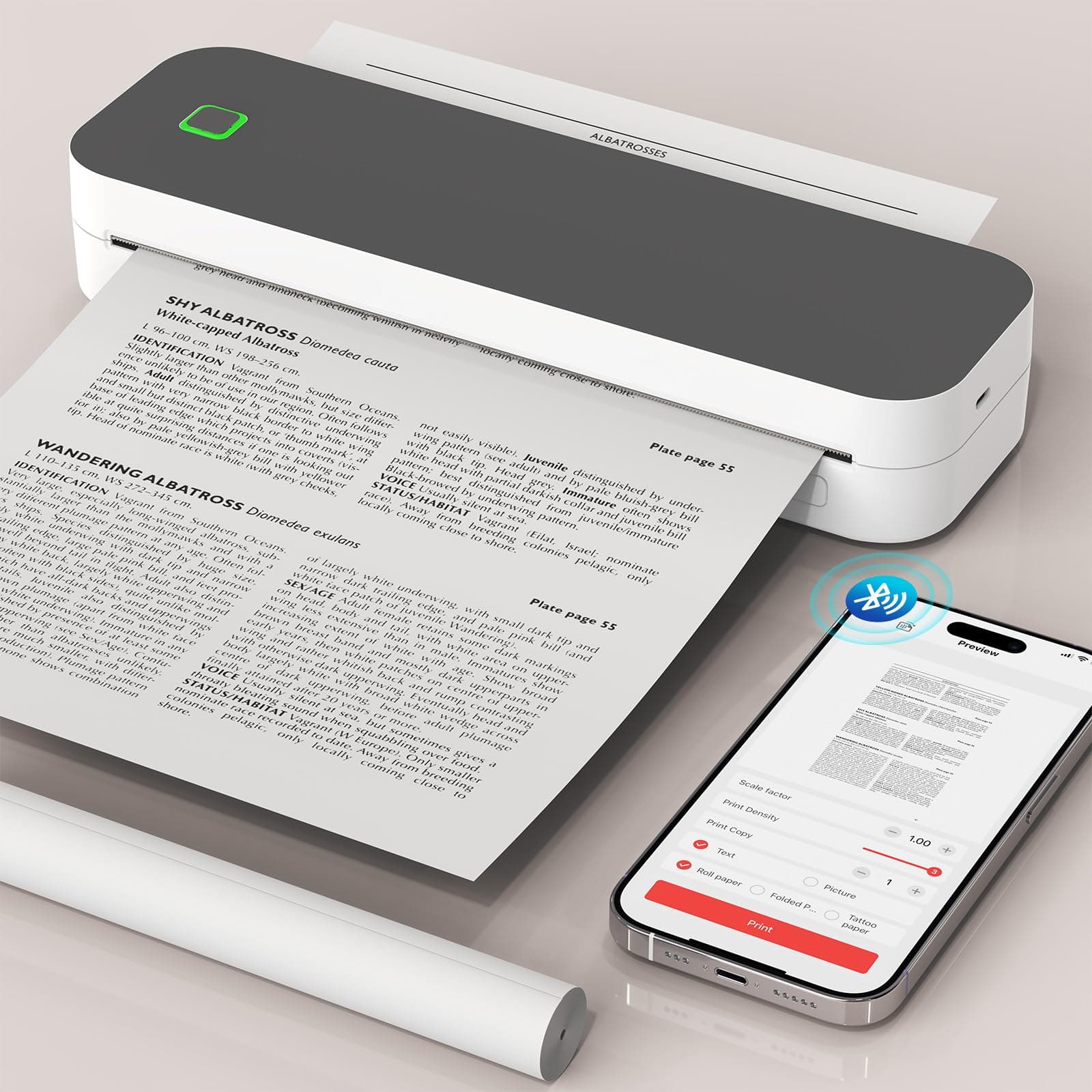 Ablemark Impresora Portatil A4, Sin Tinta Impresora Termica Tattoo Bluetooth Compatible con Android, iOS y PC, Termocopiadora Tattoo Tatuaje Impresora Pequeña A4 pour Adecuado Viajes, Trabajo, Hogar