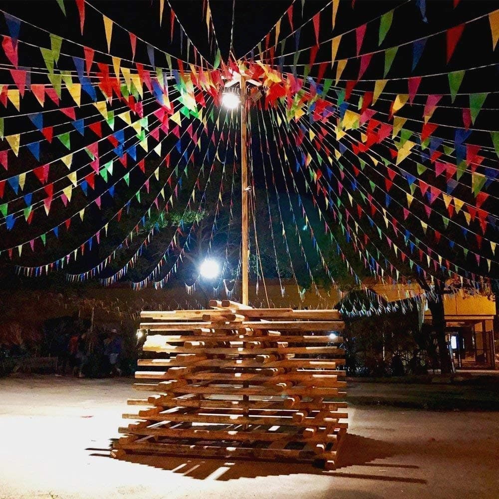 EDATOFLY 240M Bruant Bannière Fanion Bannière Multicolore Fanions avec 450Pcs Drapeaux de Triangle Nylon Drapeaux pour Festivités Grand Opening Parties et Backyard Picnics