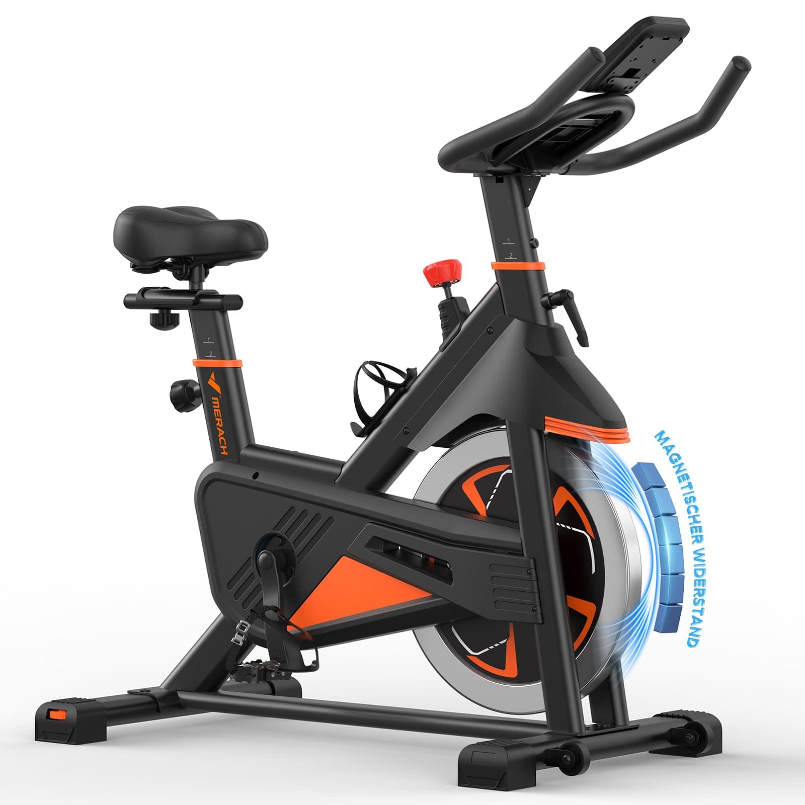 MERACH Vélo d'Appartement avec Résistance Magnétique, Vélo de Fitness d'Intérieur Silencieux avec Siège Confortable Amélioré, Écran LCD, Support Tablette, Application Exclusive, Cardio-training