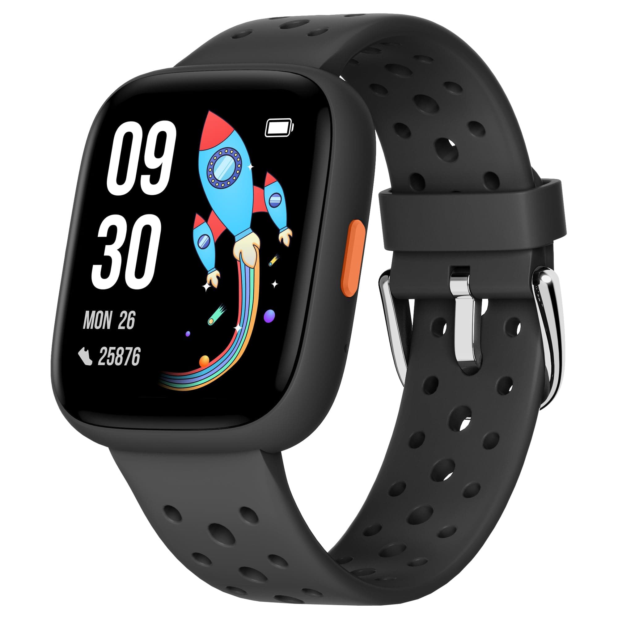 BIGGERFIVE Pulsera Actividad Niños Niñas 5-16, 1,8" Reloj Inteligente Podómetro, Frecuencia Cardíaca, Monitor de Sueño, Resistente al Agua IP68, Despertador, Juegos de Rompecabezas con/sin App, Negro