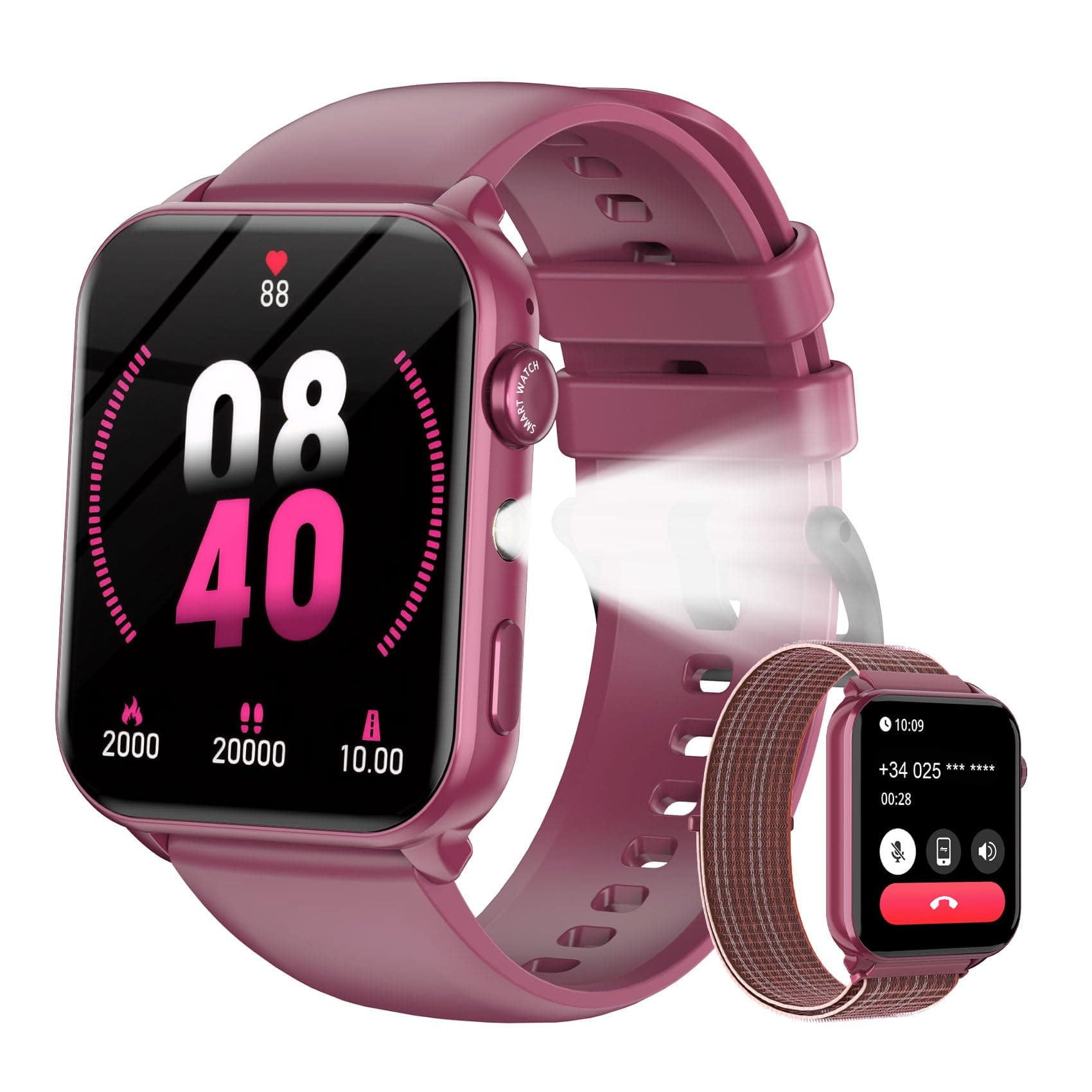 Yxtel Montre Connectée Femme 1,91"HD Batterie 6 Jours Suivi Règles Calories | Fitness Kilomètres Podomètre, Étanche, Lampe Torche, Suivi Sommeil Fréquence Cardiaque, 100+ Modes Sportifs, Pour Android iOS