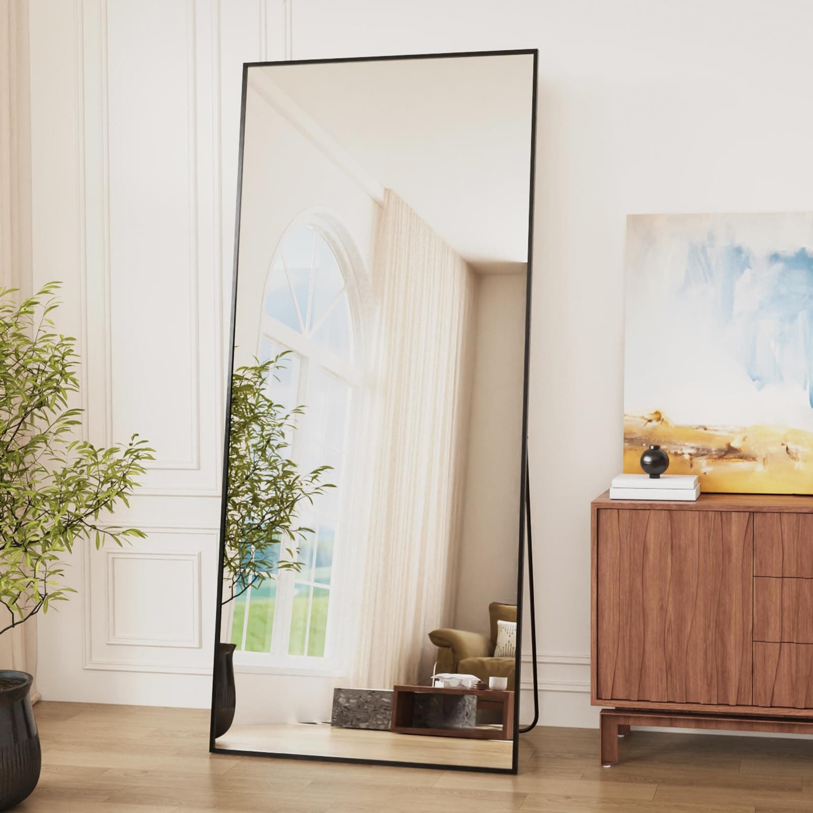 Vortisys Miroir sur Pied 171x 76 cm, Grand Miroir Intégral, Cadre en Alliage d'Aluminium, Verre Trémpe, miroirs en Pied pour Chambre, Salon, Dressing