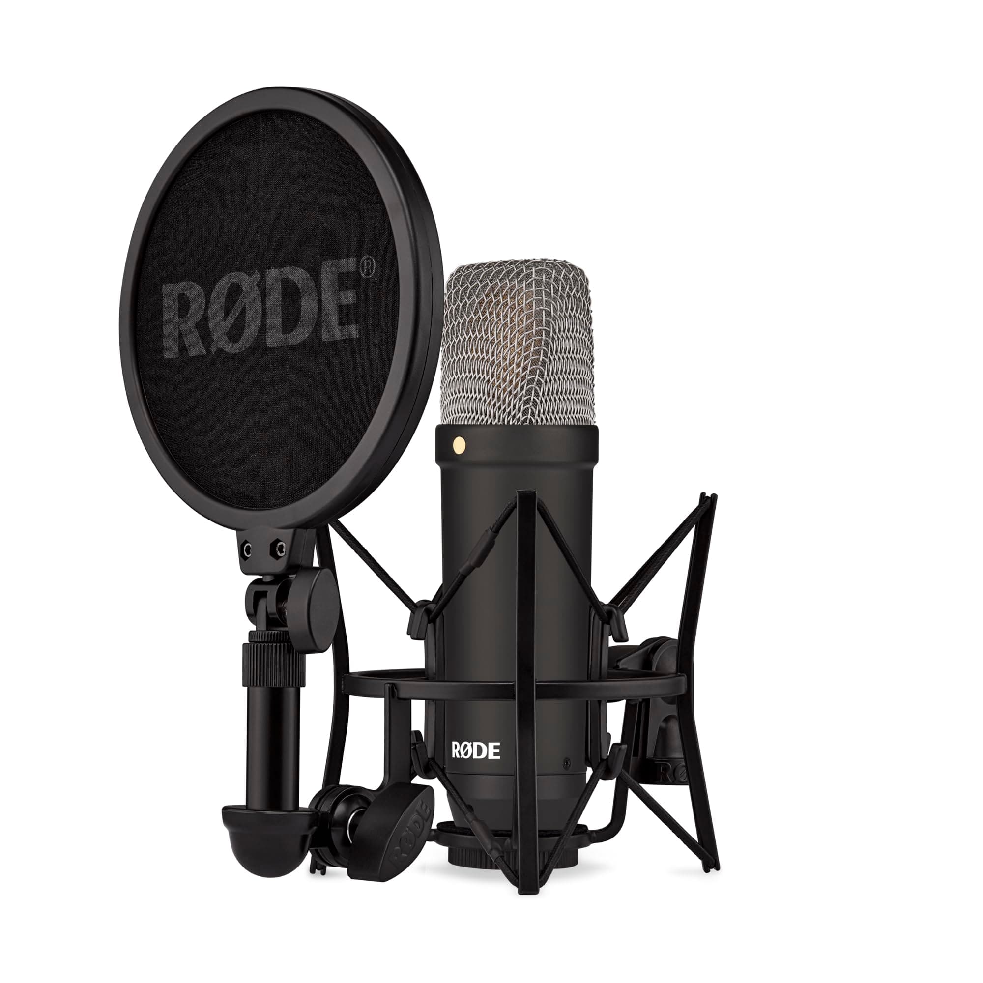 RØDE NT1 Signature Series, microfono a condensatore a diaframma largo con supporto antiurto, filtro anti-pop e cavo XLR per produzione musicale, registrazione vocale, streaming e podcasting (Nero)