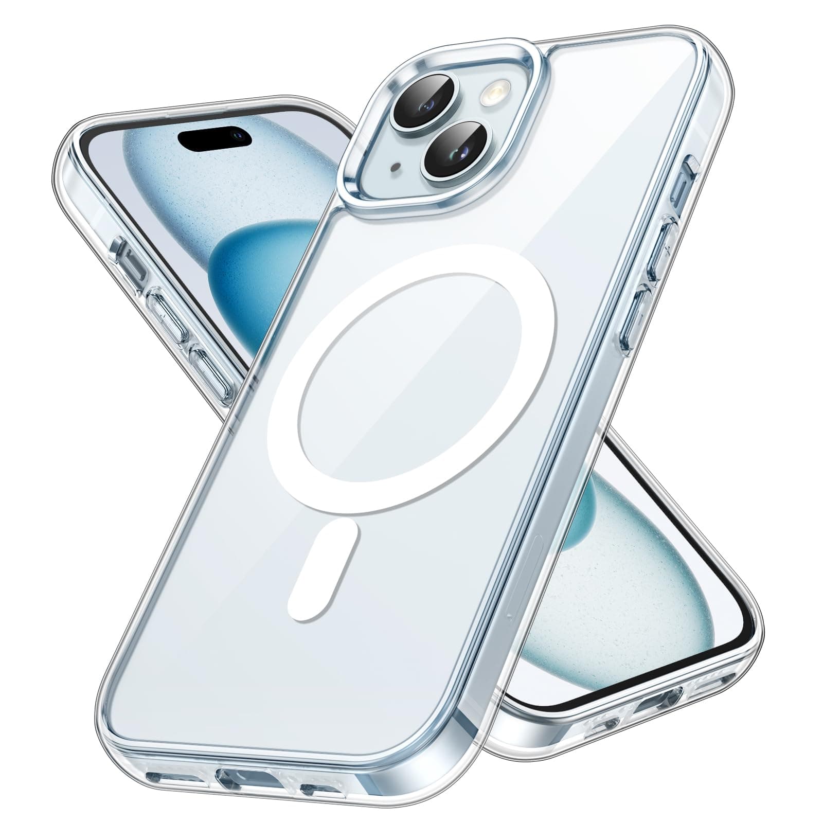 JETech Magnetisch Hülle für iPhone 15 6,1 Zoll Kompatibel mit MagSafe Kabellosem Laden, Stoßfest Handyhülle, Schutzhülle Kratzfeste Transparente Rückseite (Durchsichtig)