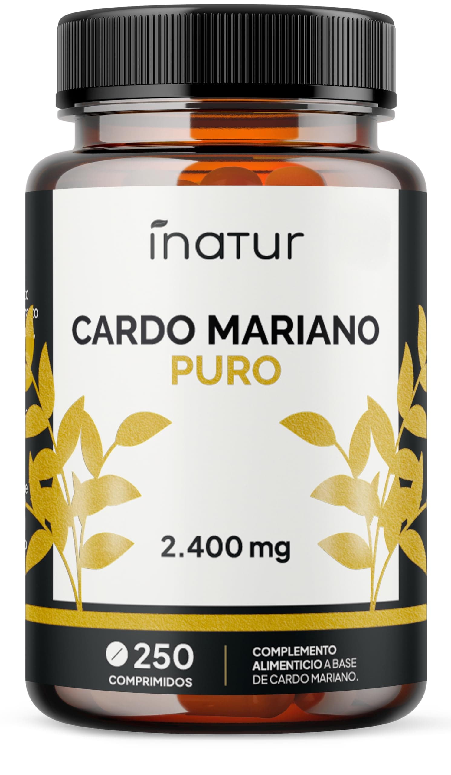 Cardo Mariano 2.400mg - 250 Comprimidos | 80% Silimarina de Extracto 40:1 | Detox Hepático Natural | +8 Meses de Suministro | Apto para Veganos | Sin OGM y Sin Gluten