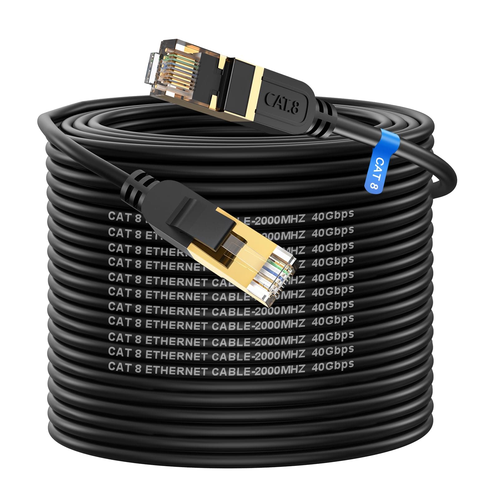 cat gruciso Cat 8 Cable Ethernet 50m-Cable de Red Cable Lan 40Gbps 2000MHz con Conector RJ45 Cat 8, Compatible con Steam Deck PS5 PS4 Xbox X/S PC TV Box Router Servidor NAS