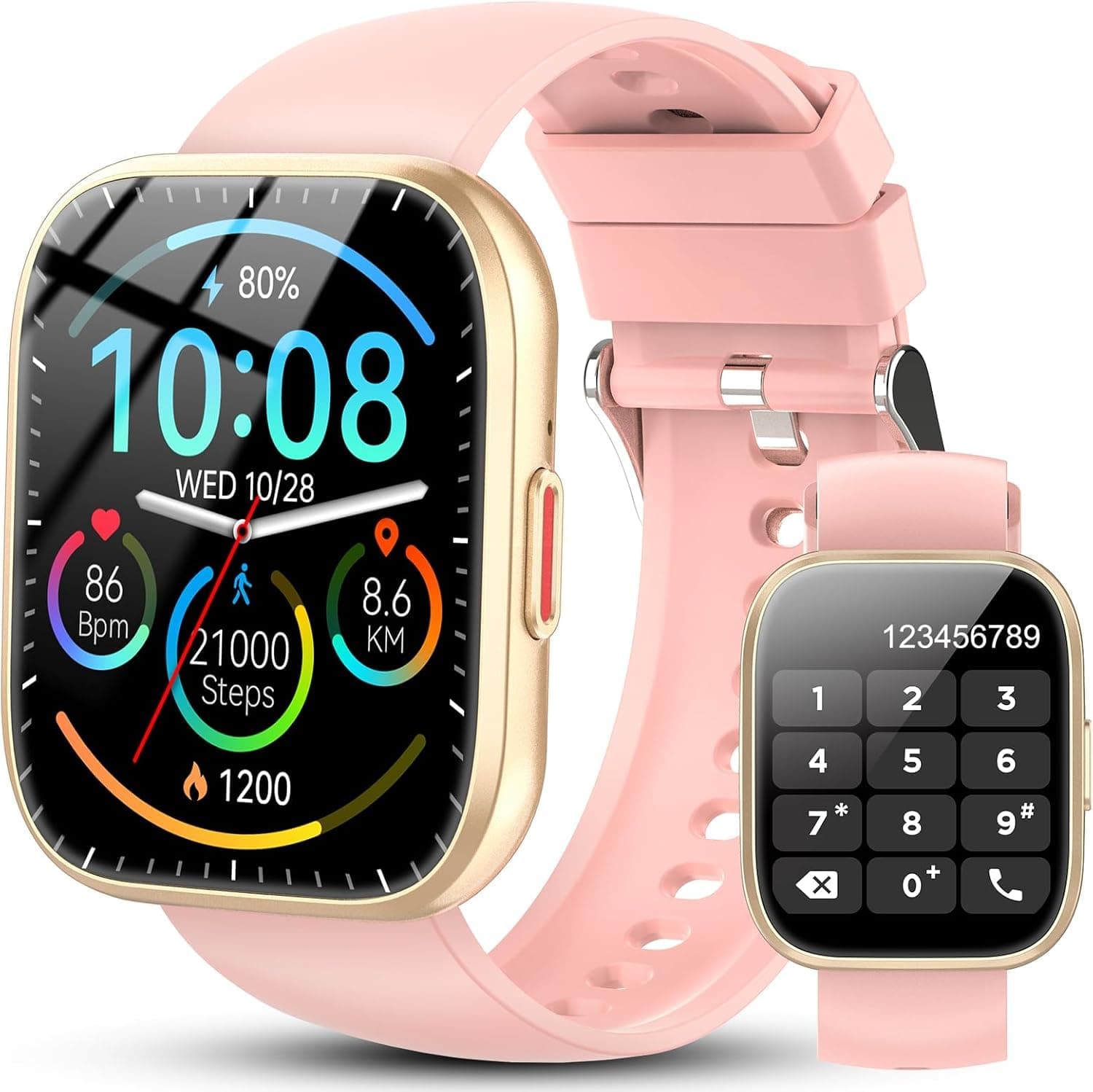 Ddidbi Smartwatch Uomo Donna, 1,85'' Orologio Smartwatch con Effettua/Risposta Chiamate, 112 Modalità Sportive Fitness Tracker con Sonno/Cardiofrequenzimetro, IP68 Smart Watch per Android iOS, Rosa