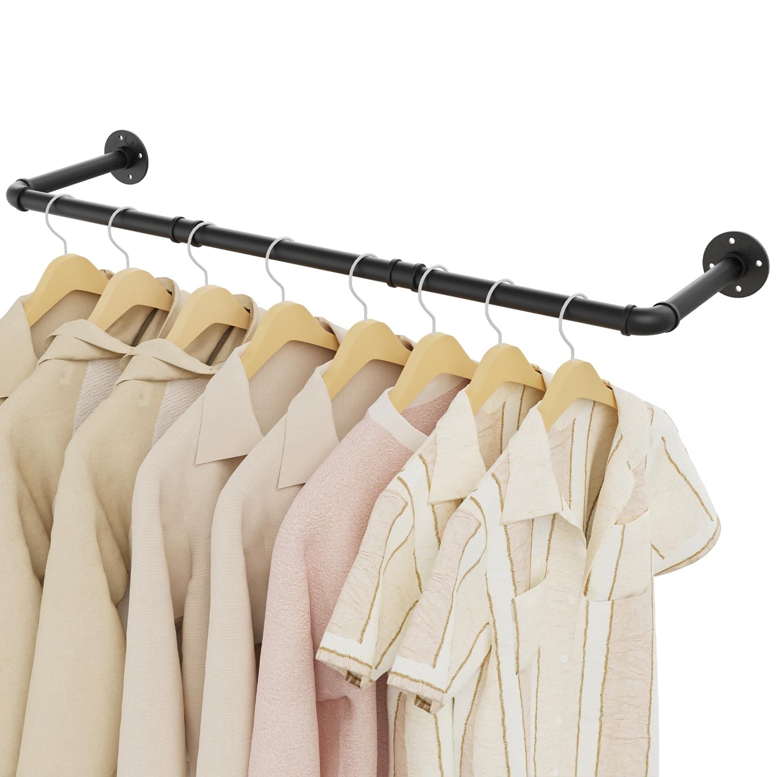 YheenLf 1-Pack Appendiabiti da Parete, Attaccapanni da Muro per Tubo Industriale 100cm, Porta Abiti da Camera in Metallo Resistente per Spazio Stretto, Nero