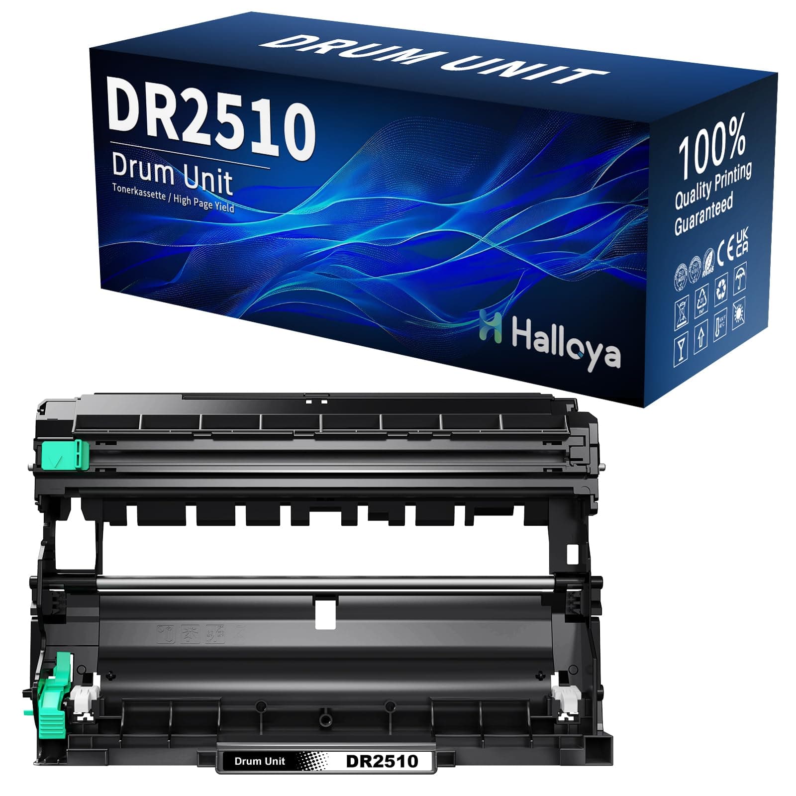 Halloya DR2510 Tambor Compatible para Brother DR-2510 | Compatible para Brother HL-L2400DW HL-L2445DW DCP-L2660DW MFC-L2800DW MFC-2835DW MFC-L2860DW MFC-L2827DWXL MFC-L2827DW