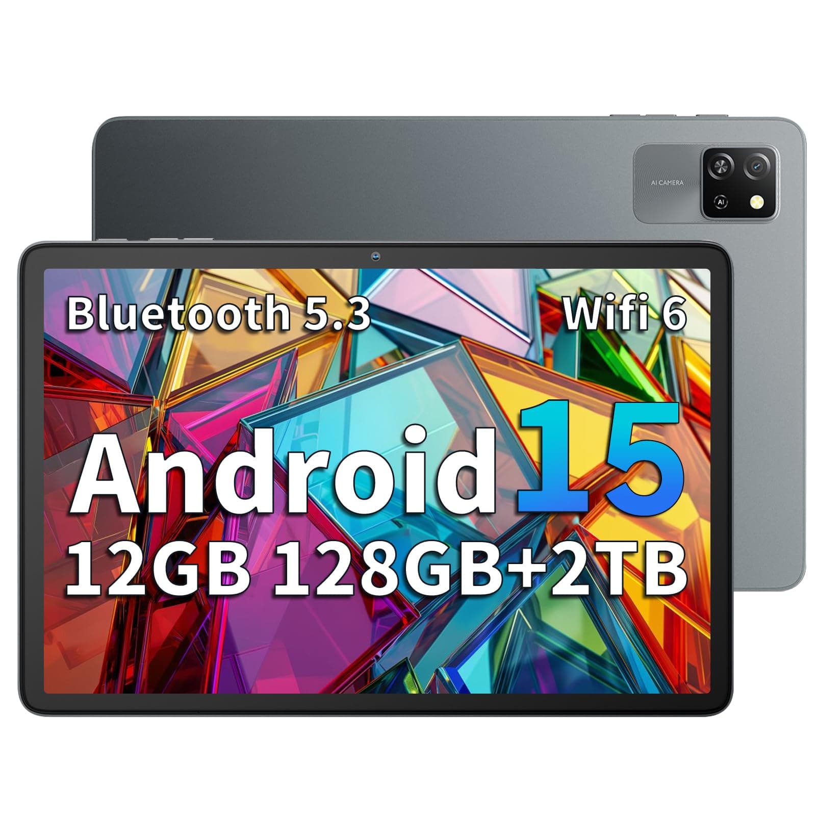 Blackview Tablet Android 15 Tab 60 WiFi 10 Pulgadas, PC Tableta, 12GB RAM + 128GB ROM/2TB TF, WiFi 6 Widevine L1, PC Mode 5100 mAh BaterĂa Tablets Gaming Dual Cámara 8MP+5MP/WPS Suite/HD IPS