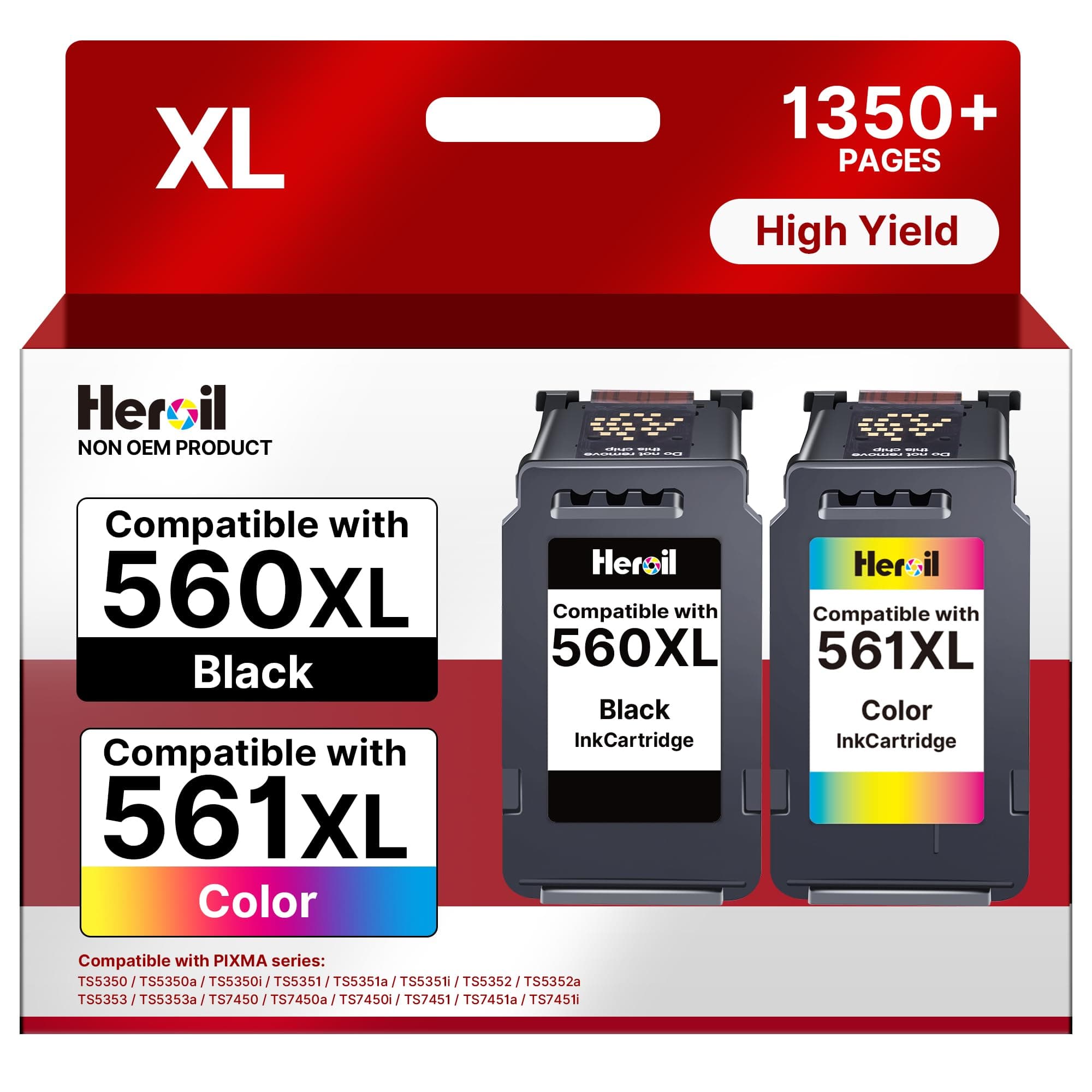 Cartuchos 560 561 XL Repuesto para Canon 560 561 Pack XL para Canon TS5350i | PG-560XL CL-561XL Tinta 560 561 XL para Canon TS7450i TS7451i TS5350 TS5351 TS5352 TS7450a TS5351a Impresora (Negro Colour)