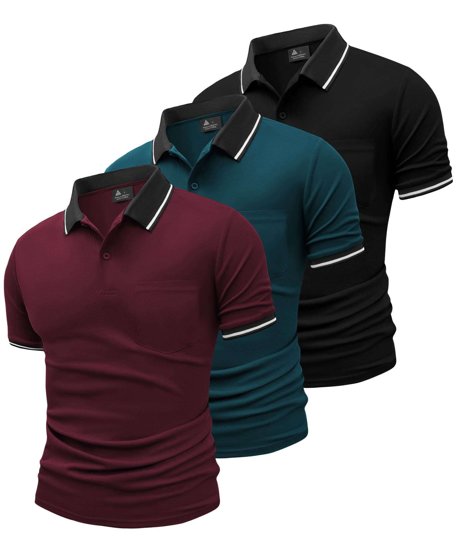 SwissWell 3 Pezzi Polo Uomo Manica Corta Traspirante Estiva Golf Polo Shirt