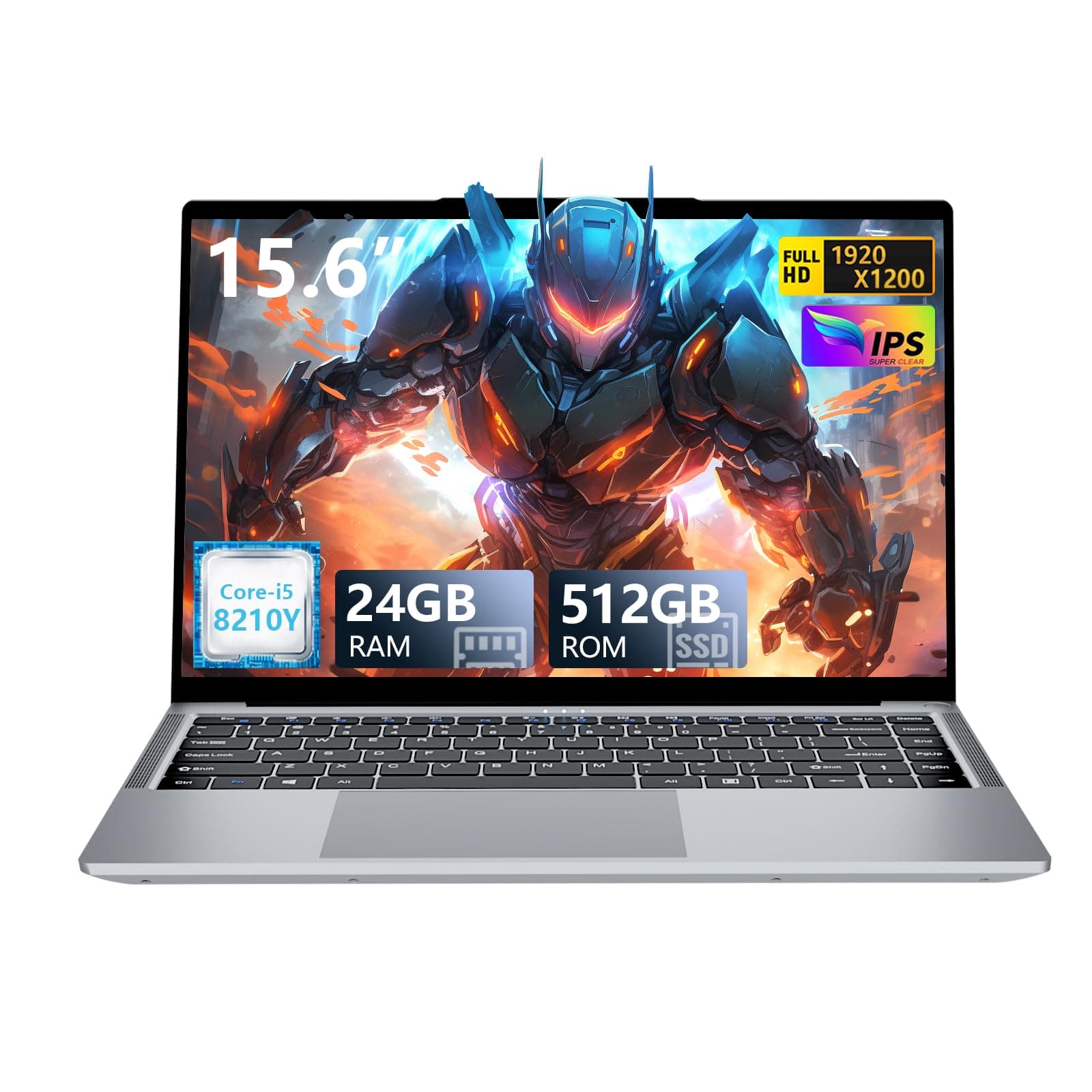 MOGIKK Ordenador Portátil Ultraligero 15.6" FHD Core i5-8210Y (hasta 3.6GHz) 24GB RAM 512GB SSD + Ampliable a 1TB WiFi 5 Bluetooth 5.0 HDMI Bisagra 180° Deal para Estudiantes Teletrabajo y Oficina