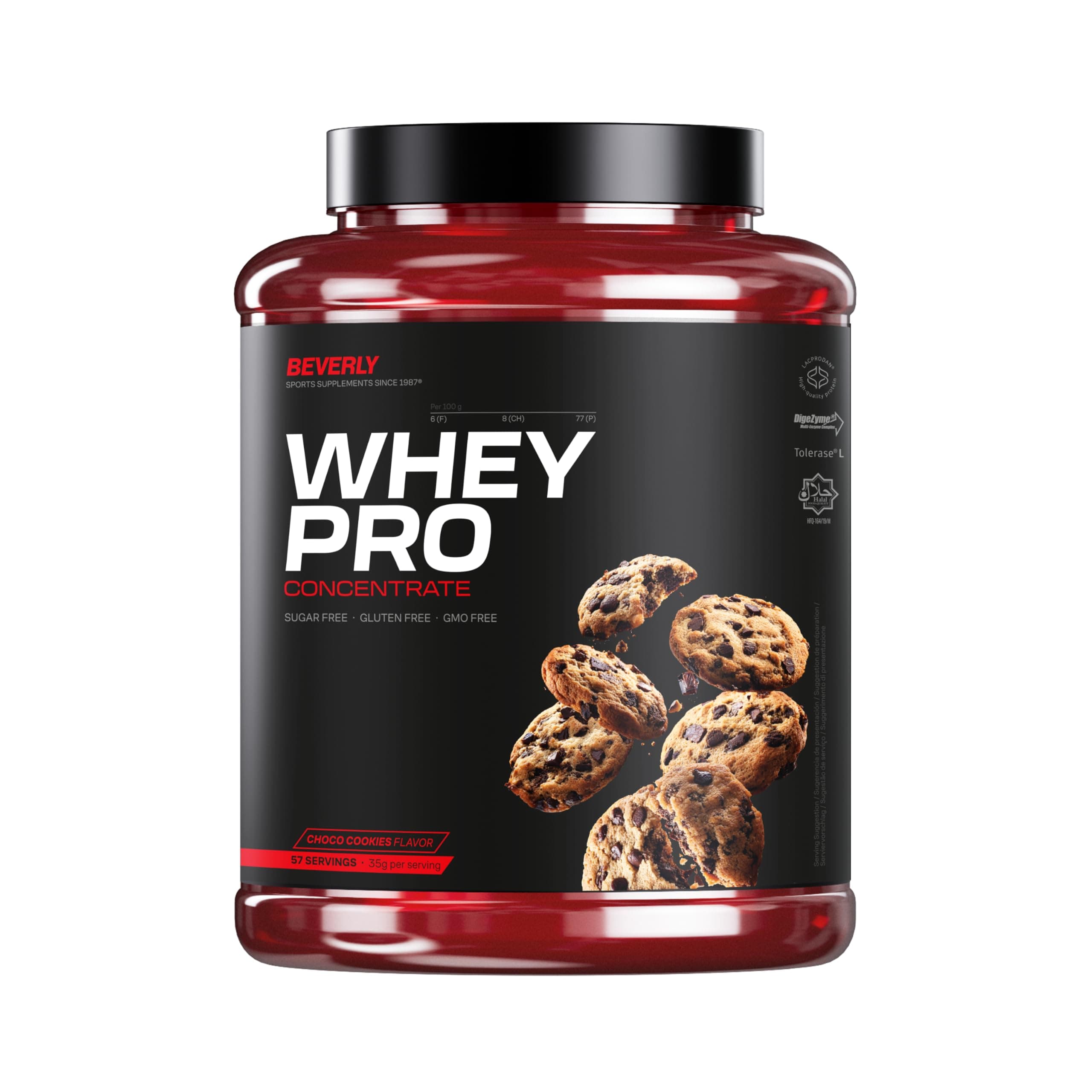Beverly WHEY PRO 2 kg – Whey Protein Concentrate Premium | 28 g Proteína por Toma | 58 Servicios | Ganancia Muscular Rápida y Recuperación | Ideal Gym y Fitness (2 Kg, Chocolate Cookies)