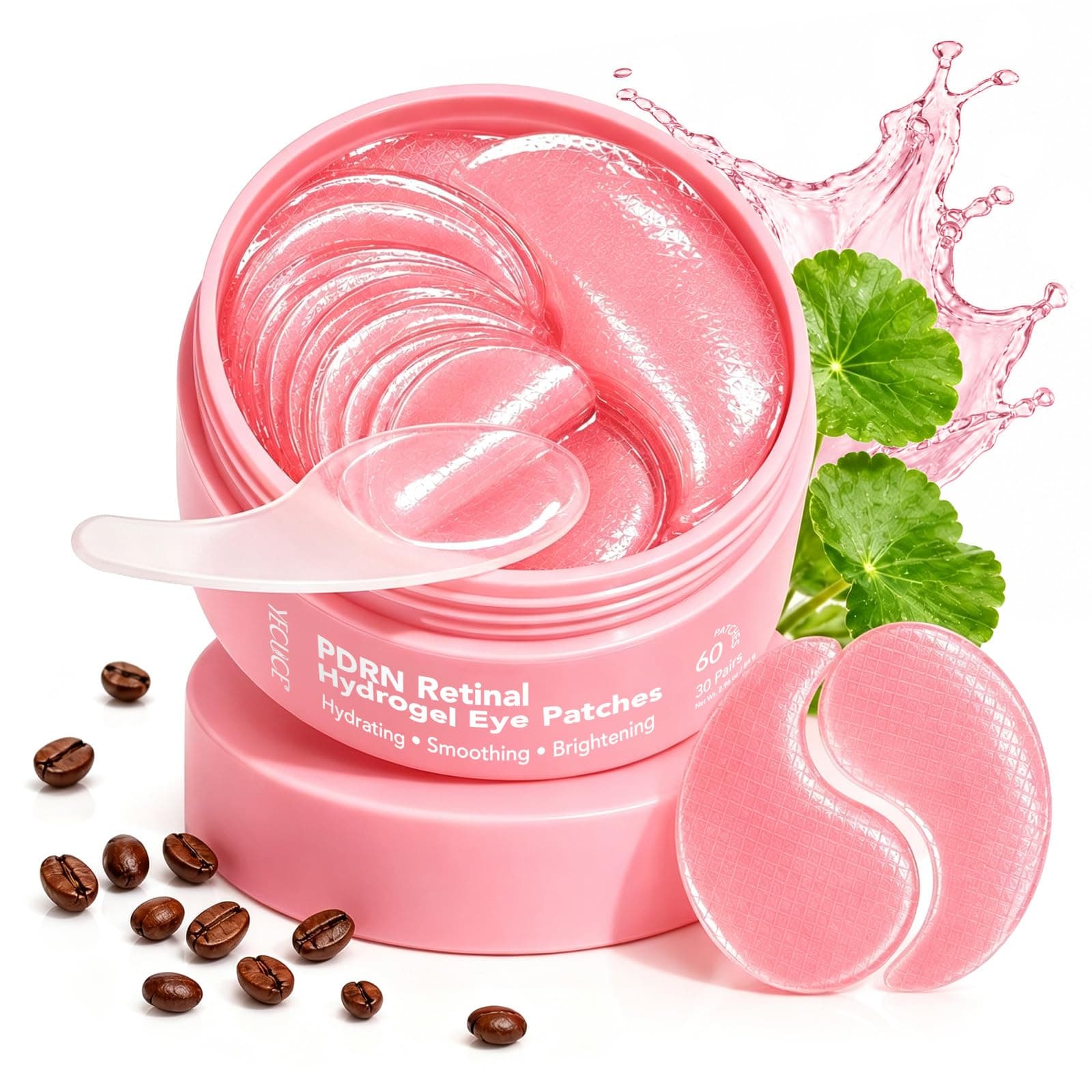 PDRN Parches de Ojos con Retinal, 60 Parches | Antiarrugas y Deshinchante para Bolsas, Ojeras y Líneas de Expresión, Tratamiento en Gel Luminoso para el Contorno de Ojos