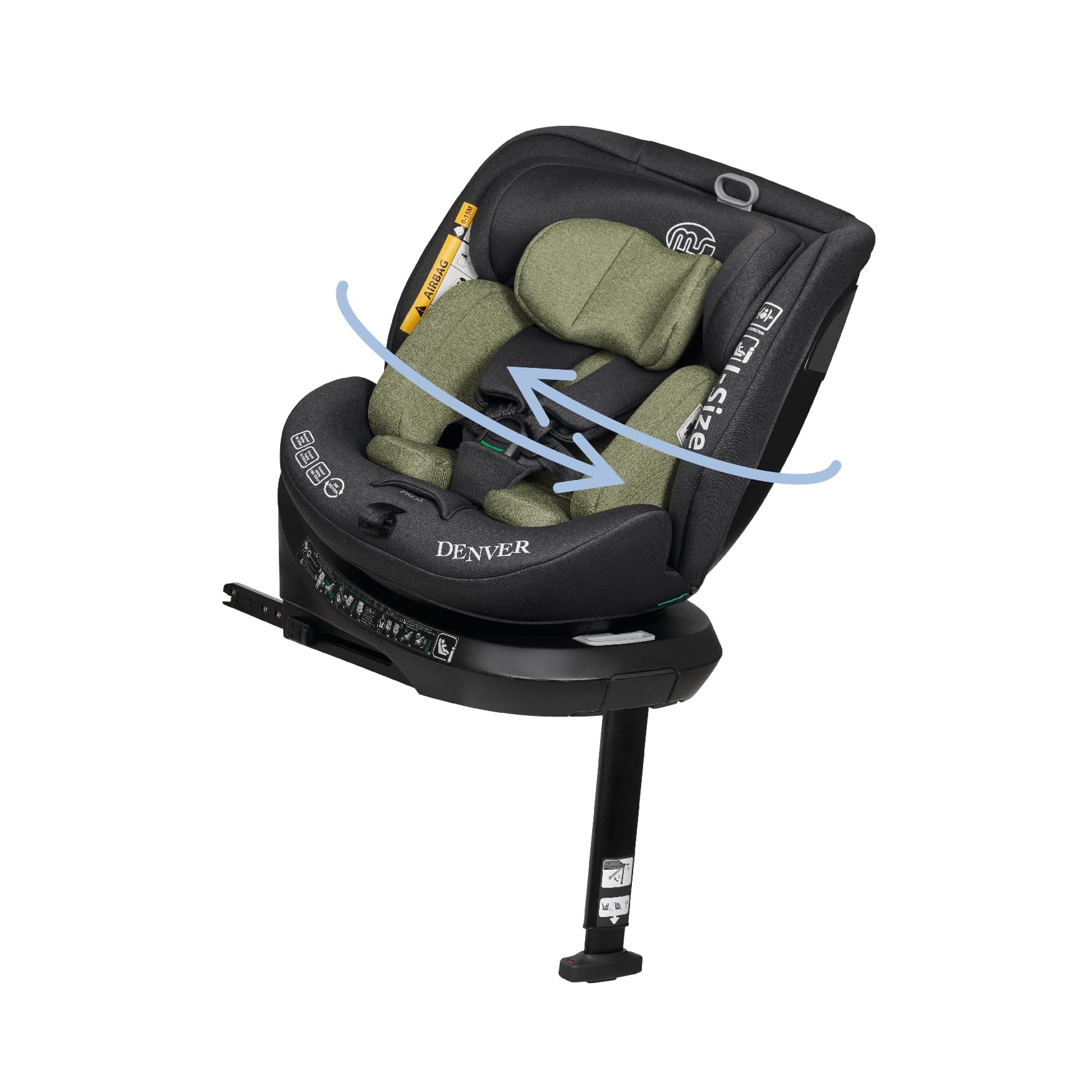 MS BabyWorld – DENVER y CAPRI – Silla de coche I-Size Grupo 0/1/2/3 | 40-150 cm | Isofix y Top Tether | Nacimiento a 12 años (0-36 kg) | Contramarcha 18 kg | Giratoria 360º Universal