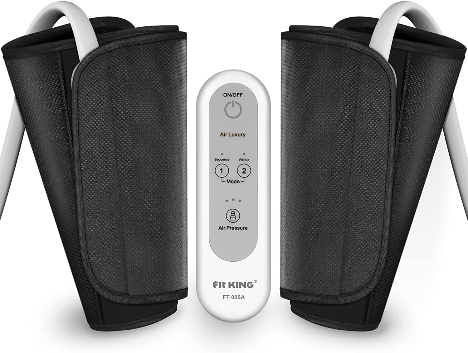 FIT KING 4-en-1 Bottes Pressothérapie Jambes, Récupération Musculaire | Appareil de massage pour mollets cuisses bras pieds, 2 modes 3 intensités, favorise circulation et soulageant la douleur