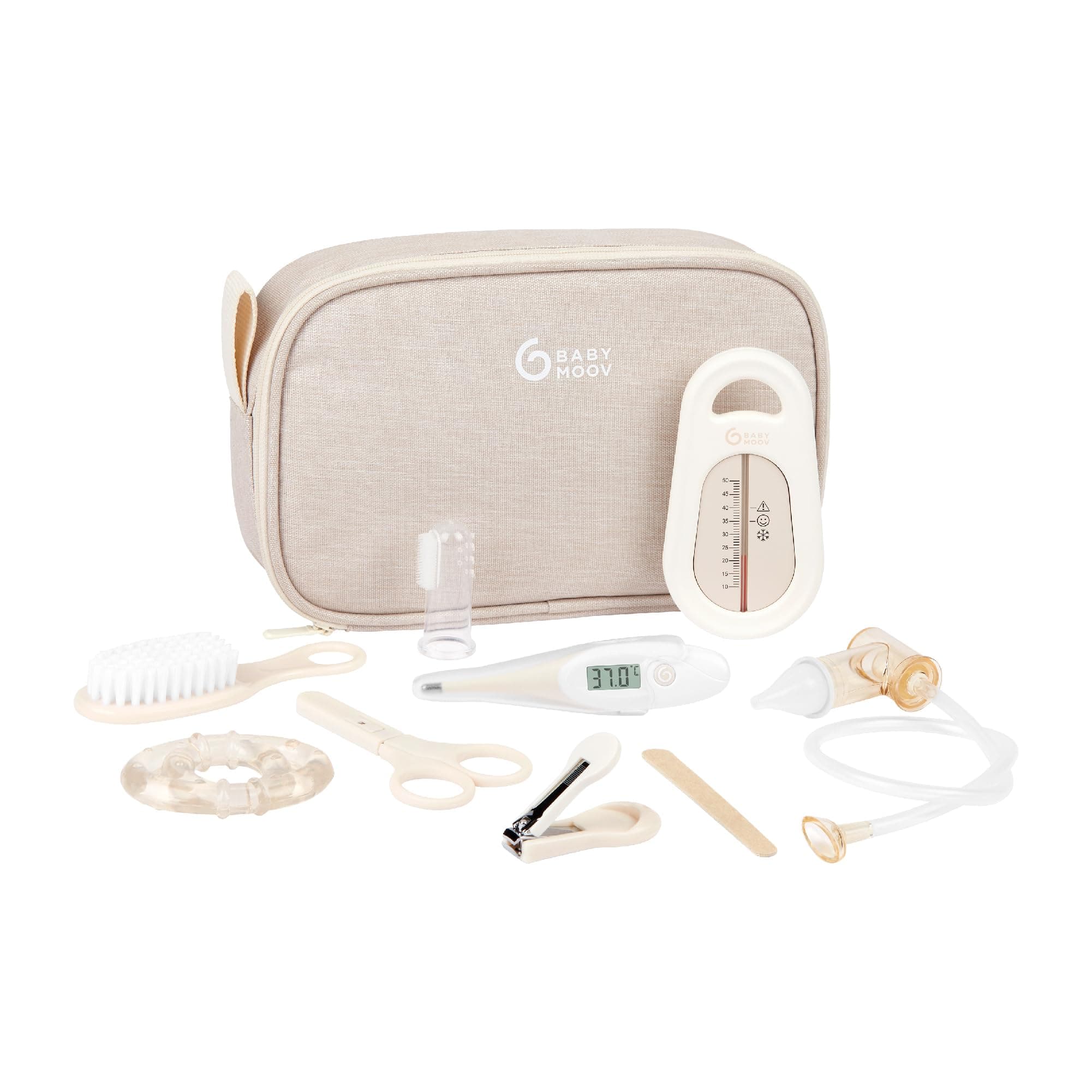 Babymoov Trousse de Soin Bébé, Compacte & Nomade, 9 Accessoires - Sable