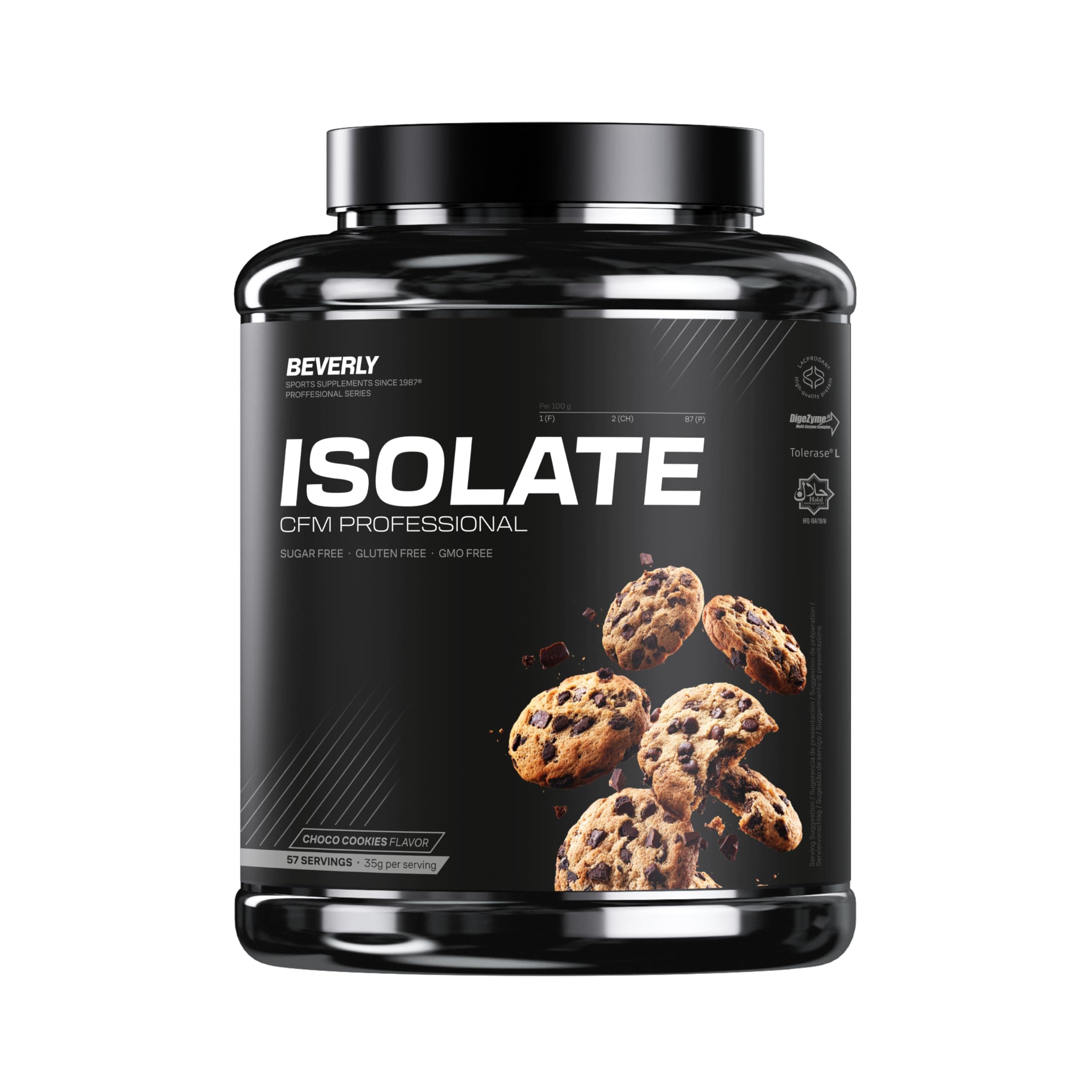 Beverly ISOLATE CFM – Proteína Aislada de Suero Premium (Whey Isolate) | 30 g Proteína | Baja en Lactosa y Sin Azúcares Añadidos | 58 Servicios | Desarrollo Muscular (2 Kg, Chocolate Cookies)