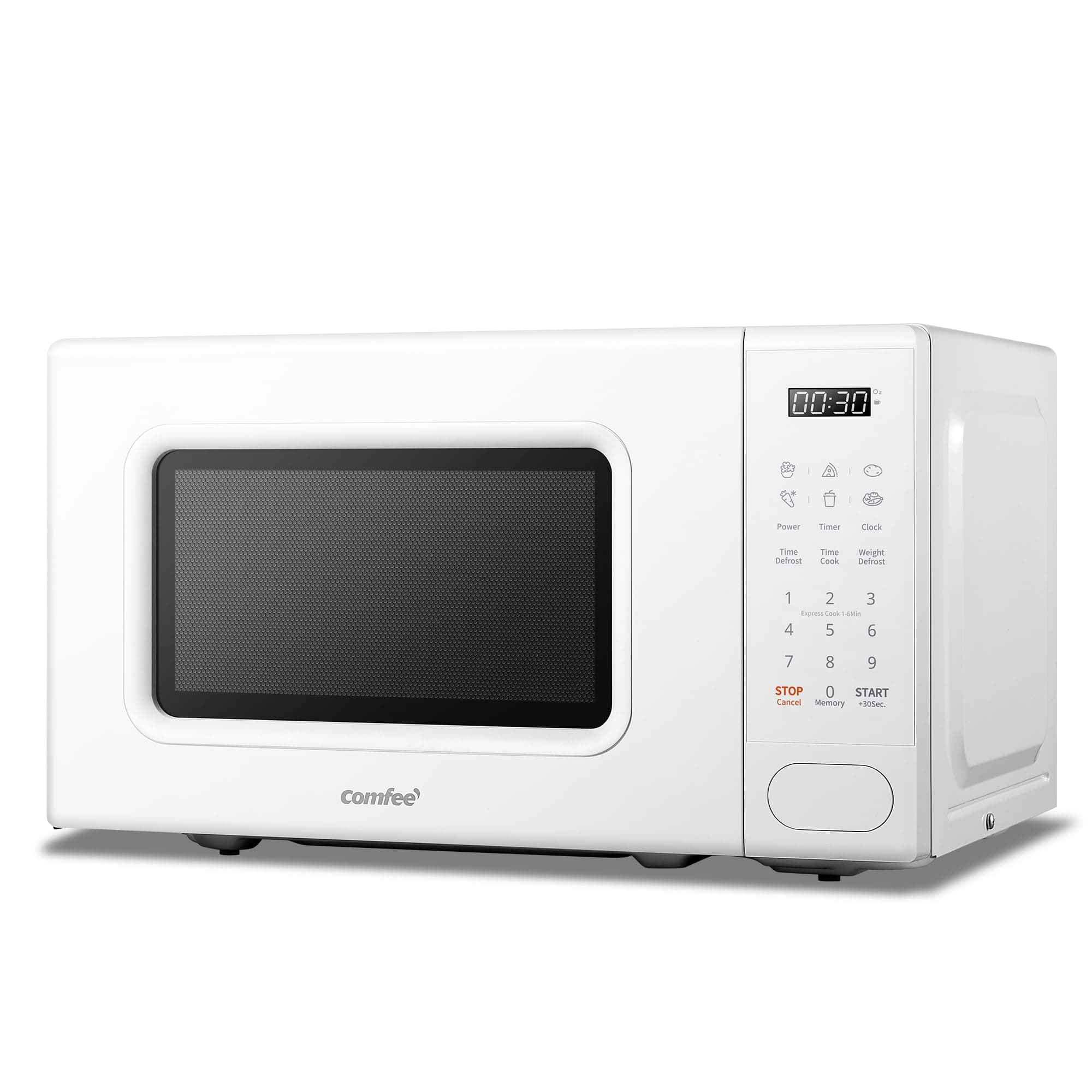 COMFEE' Forno a Microonde Digitale, 700W, 20L, 6 Menù Preimpostati, Express Cook, 11 Livelli di Potenza, Scongelamento, Funzione di Memorizzazione - Bianco - CM-E202CC(WH)