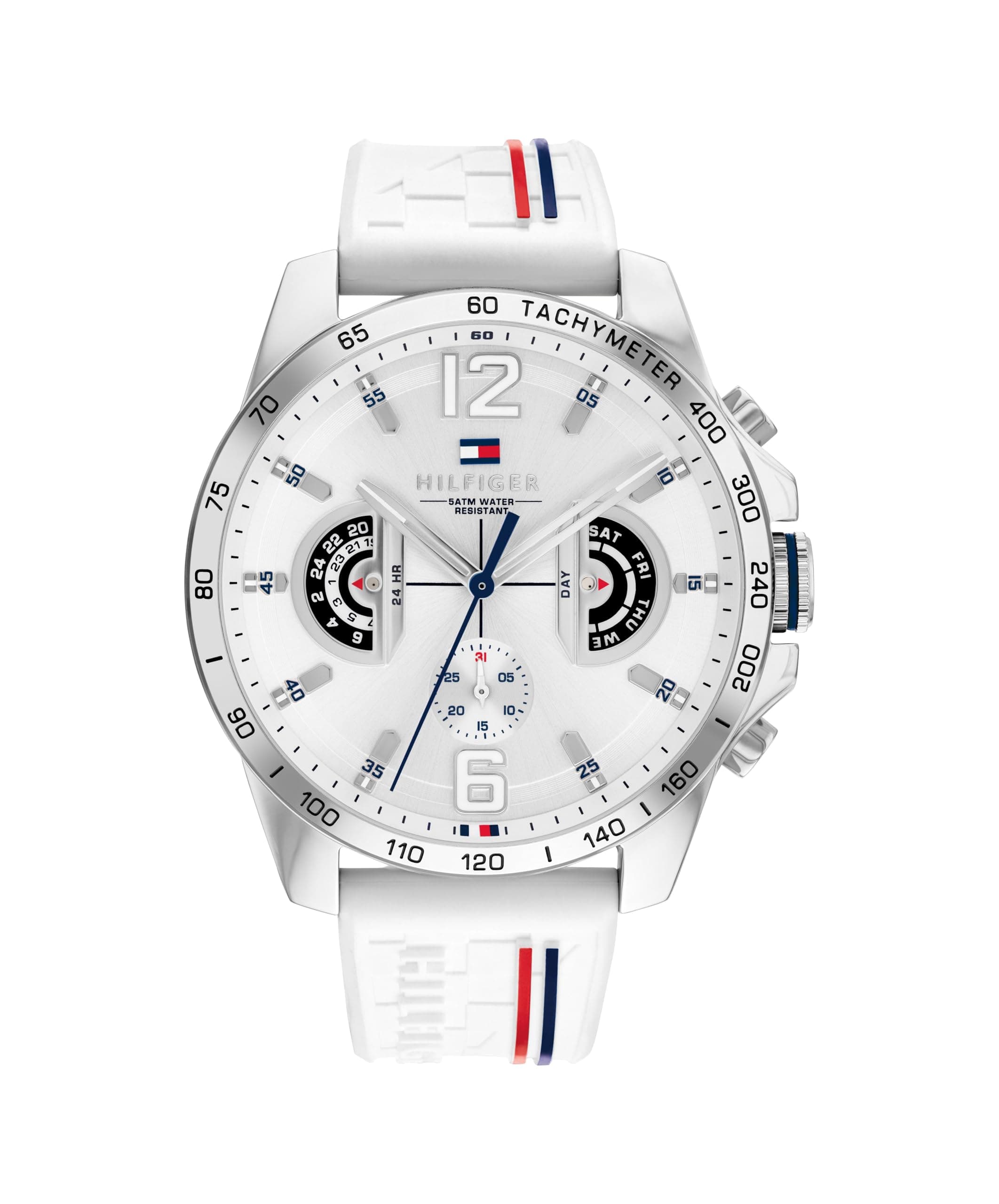 Tommy Hilfiger Orologio Analogico Multifunzionale al Quarzo per Uomo con Cinturino in Silicone, Acciaio Inossidabile o Pelle, Sottoquadranti per Giorno e Data, Resistente all'Acqua fino a 5ATM.