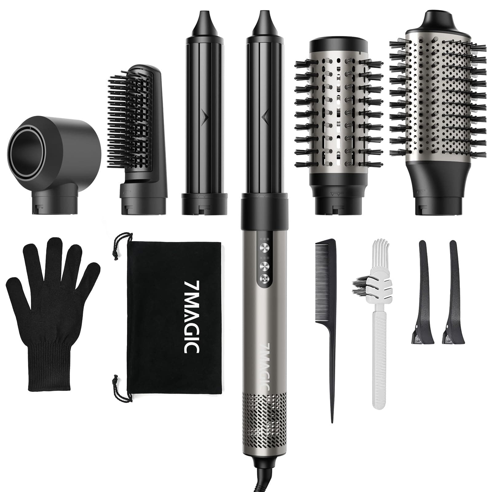 Moldeador Pelo 6 en 1, 110.000 Rpm, Cepillo Secador de Pelo, Rizador Pelo Ondas, Cepillo Alisador Pelo, Sin Daño Térmico, Cuidado Iónico, Secado Rápido, Salón Profesional en Casa