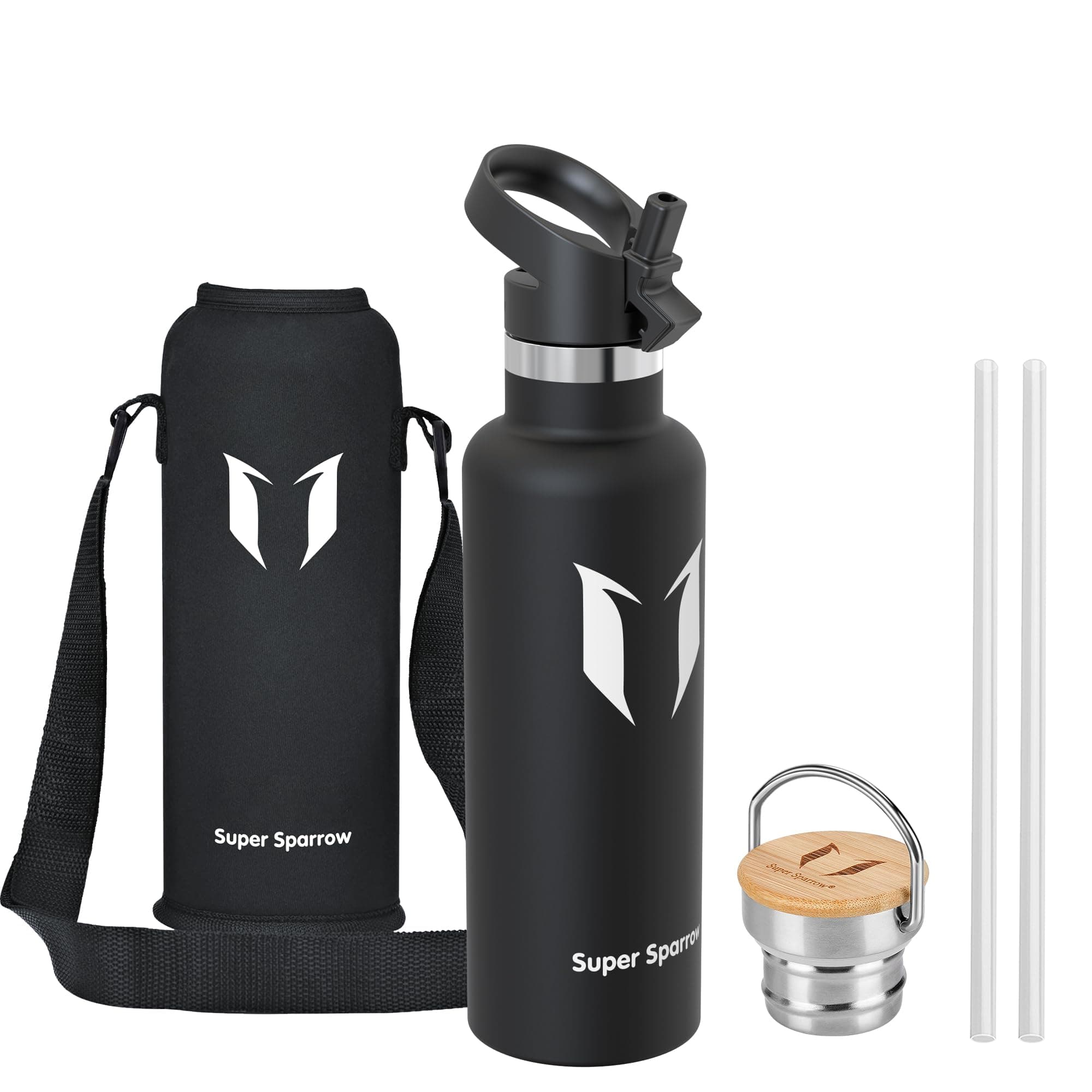 Super Sparrow Botella Agua Acero Inoxidable - Botella Agua Niños - 500ml/750ml/1L - Botella Termica Boca Estándar - Sin BPA, para Niños & Adultos, Deporte, Oficina, Yoga, Ciclismo