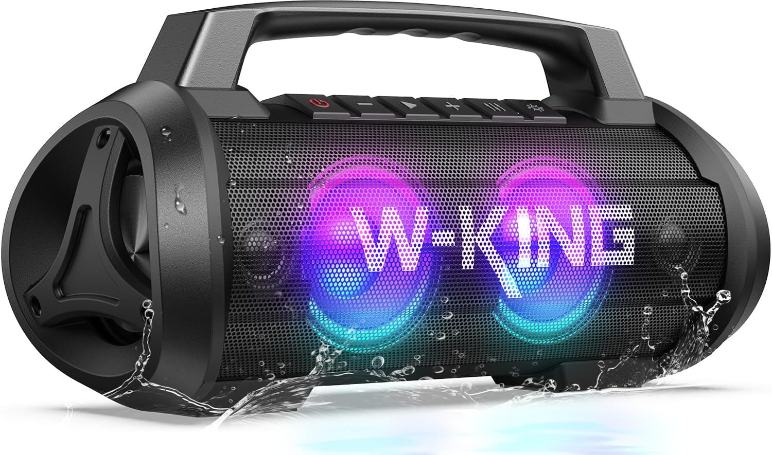 W-KING Altoparlante Bluetooth Portatile 120W PEAK, 70W RMS Subwoofer Bassi Profondi, 110dB SPL/4 Drivers/RGB Luce/Bluetooth 5.4/IPX6/DSP/42H/MIC in/AUX, Cassa Jumbo Estiva Potente per Spiaggia e Feste