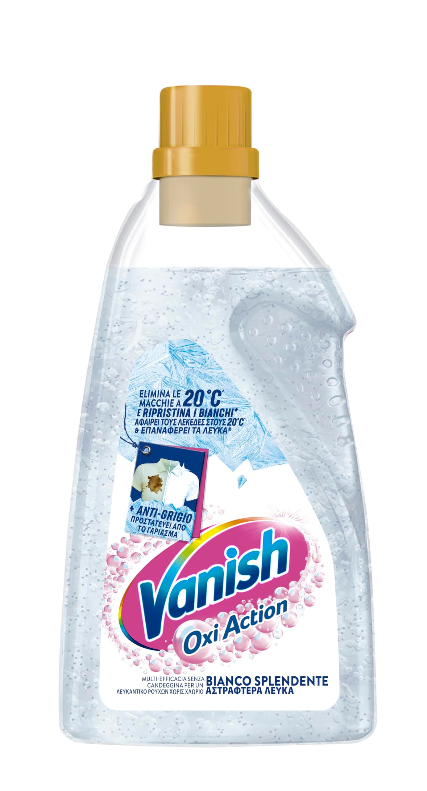Vanish Oxi Action Multipower Gel Bianco Splendente, Additivo Lavatrice Multiazione senza Candeggina, 1 Confezione da 1.5L di Smacchiatore per Bucato