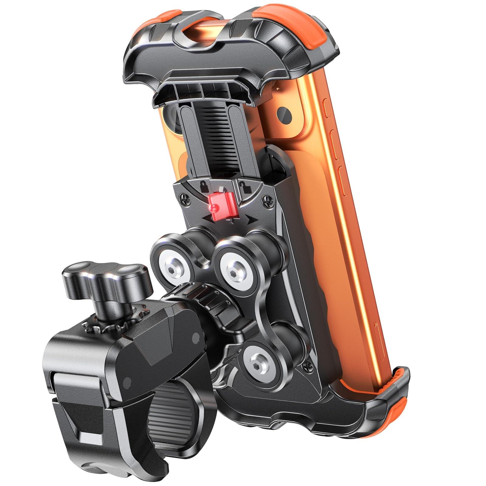 Babacom Soporte Movil Moto Antivibración 360° Rotación,con Amortiguador de Vibraciones y Cerradura 1s,Agarre Fuerte y Anticaídas,Soporte Movil Bicicleta para ATV/Scooter,Compatible con iPhone 4,7-6,8"