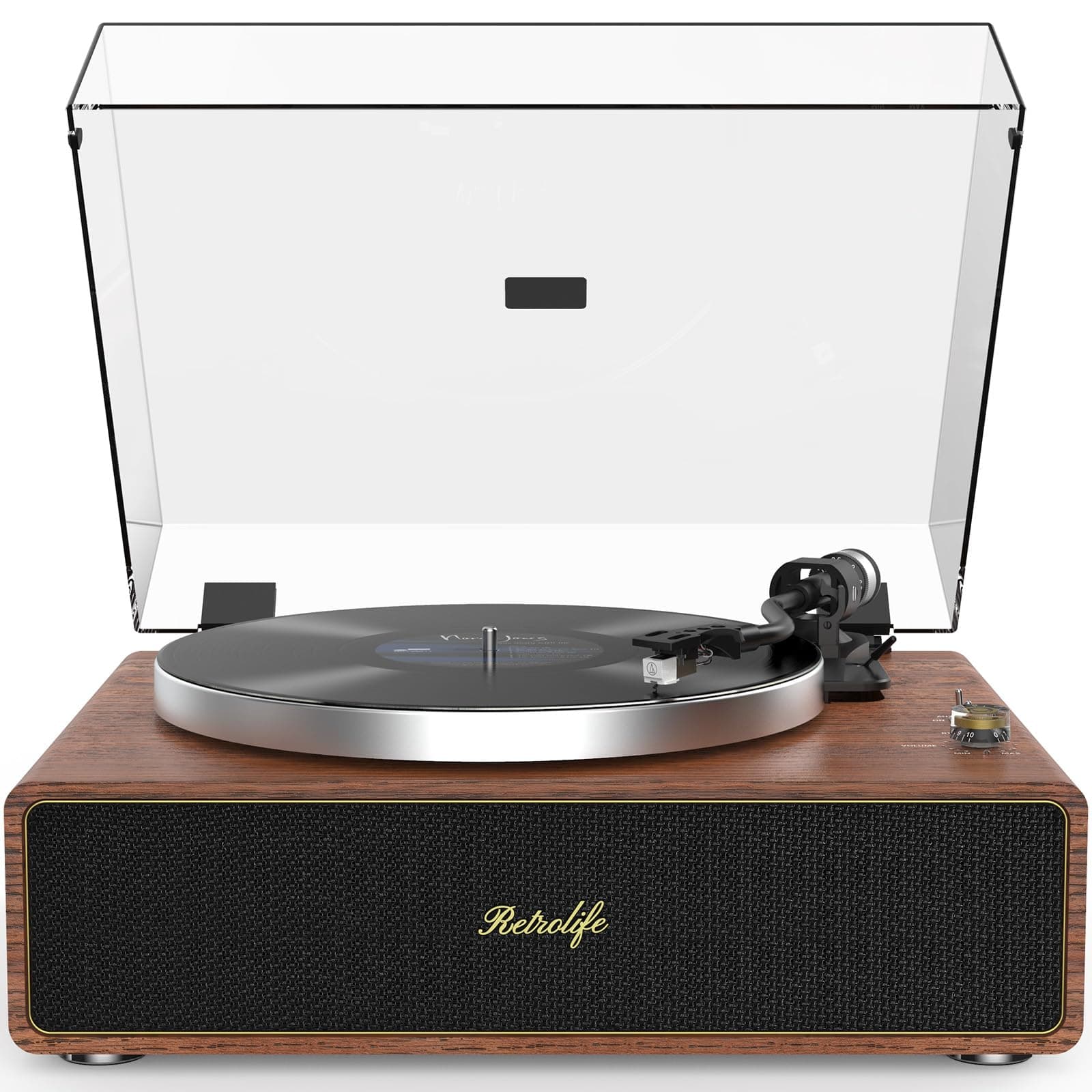 Platine Vinyle avec Haut-Parleurs Intégrés Bluetooth Vinyles Tourne Disque à Courroie Arrêt Automatique 33/45 Tours Sortie RCA Entrée AUX