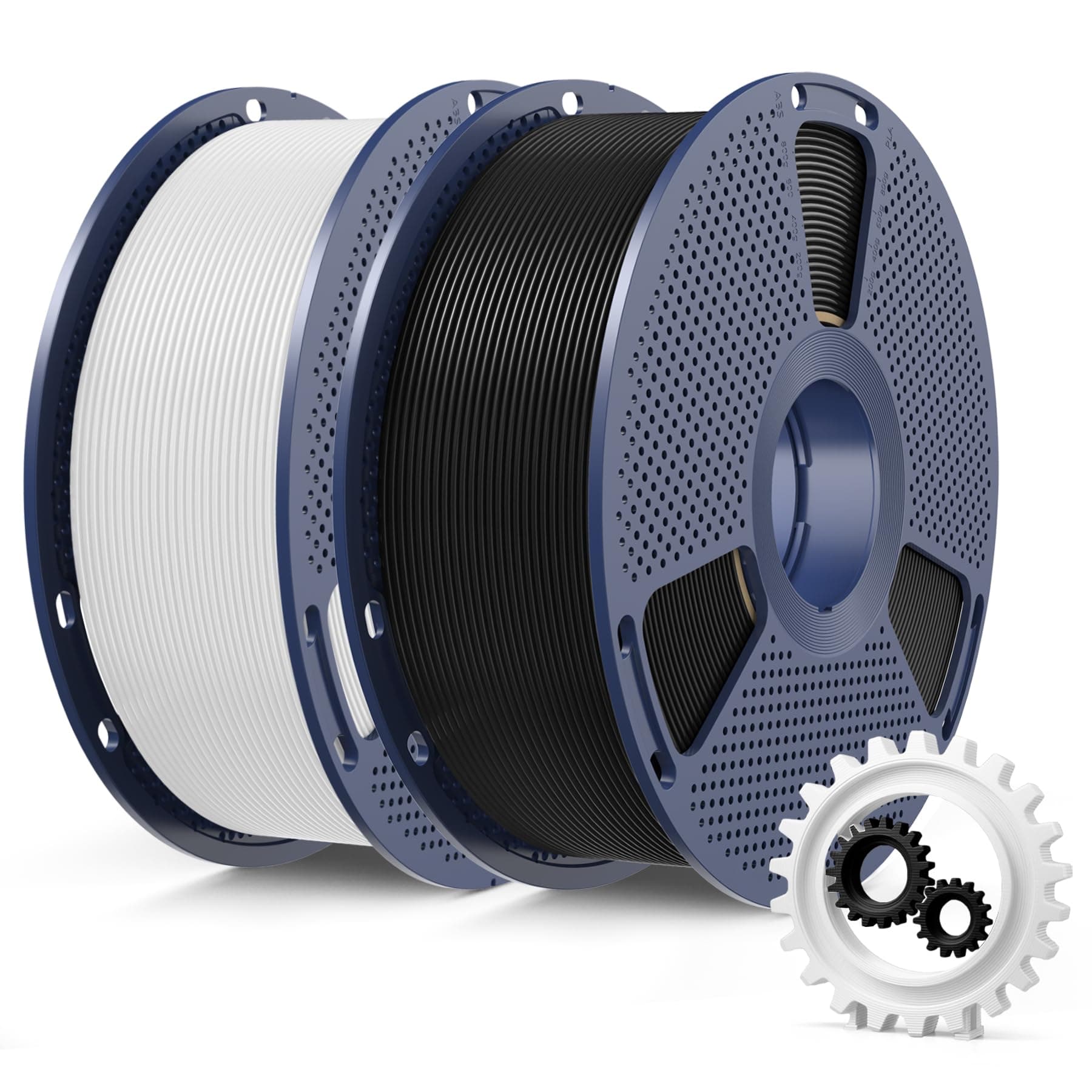 SUNLU 1KG*2 PLA+ Filament 1.75mm, Mayor Durabilidad y Resistencia, Filamento PLA Plus para impresoras 3D FDM, 1KG por Carrete, 2 Rollos, Negro+Blanco