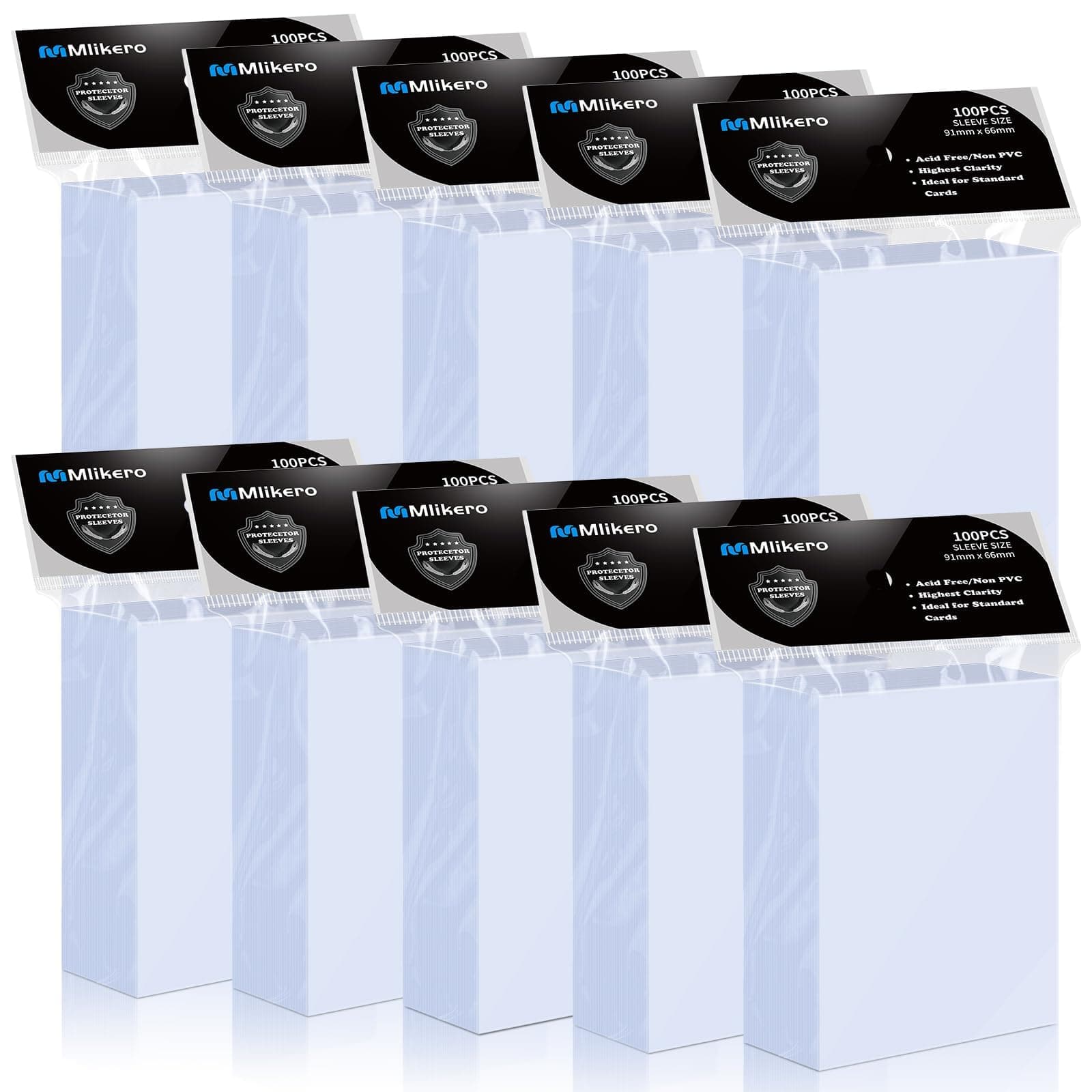 Mlikero 1000 Sleeves Carte Souple, Card Sleeve Slive de Protection Carte pour Cartes à Collectionnerr, Cartes de Sport, 66 x 91 mm