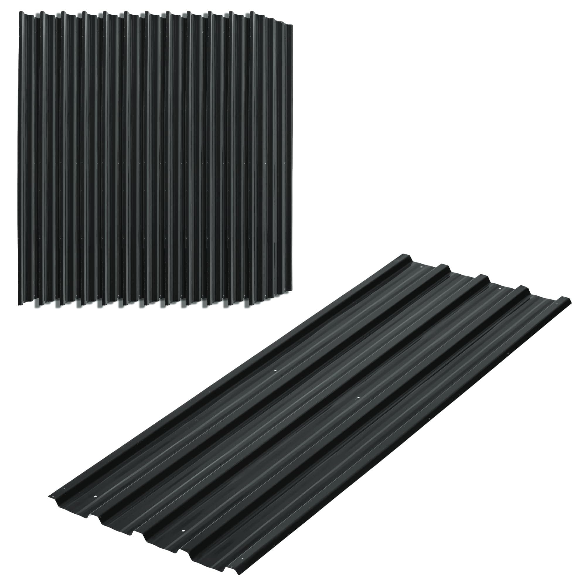 Outsunny Lot de 12 panneaux en acier galvanisé Résistant aux Intempéries, gris anthracite, dim. d'un panneau 129L x 45l cm