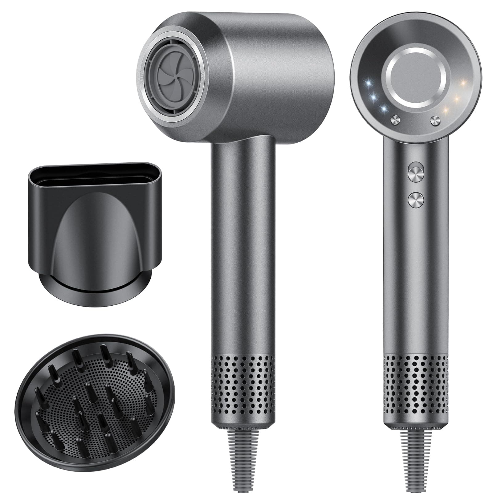 Sèche Cheveux Professionnel Portable 160 000 tr/min Seche Cheveux Ionique avec 5 Milliards d'Ions Négatifs 4 Températures & 3 Vitesses, Faible Bruit Diffuseur Magnétique et Buse Inclus