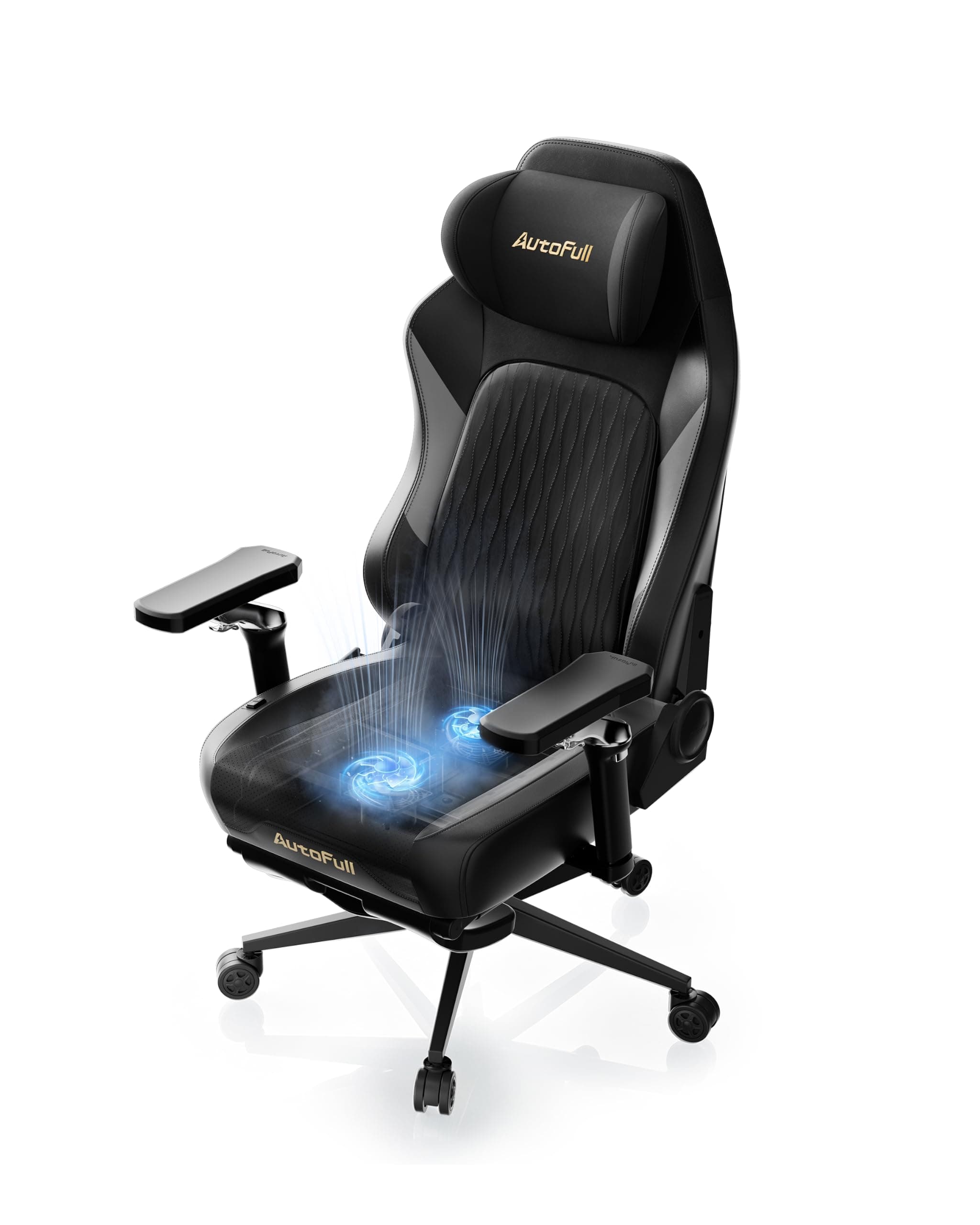 AutoFull M6 Pro 2.0 Chaise Gaming Ergonomique avec Ventilation Active | Ventilation Active, Chauffage Intégré, Soutien Lombaire Réglables, Accoudoirs 6D, Inclinaison à 135°, Fonction Bascule.