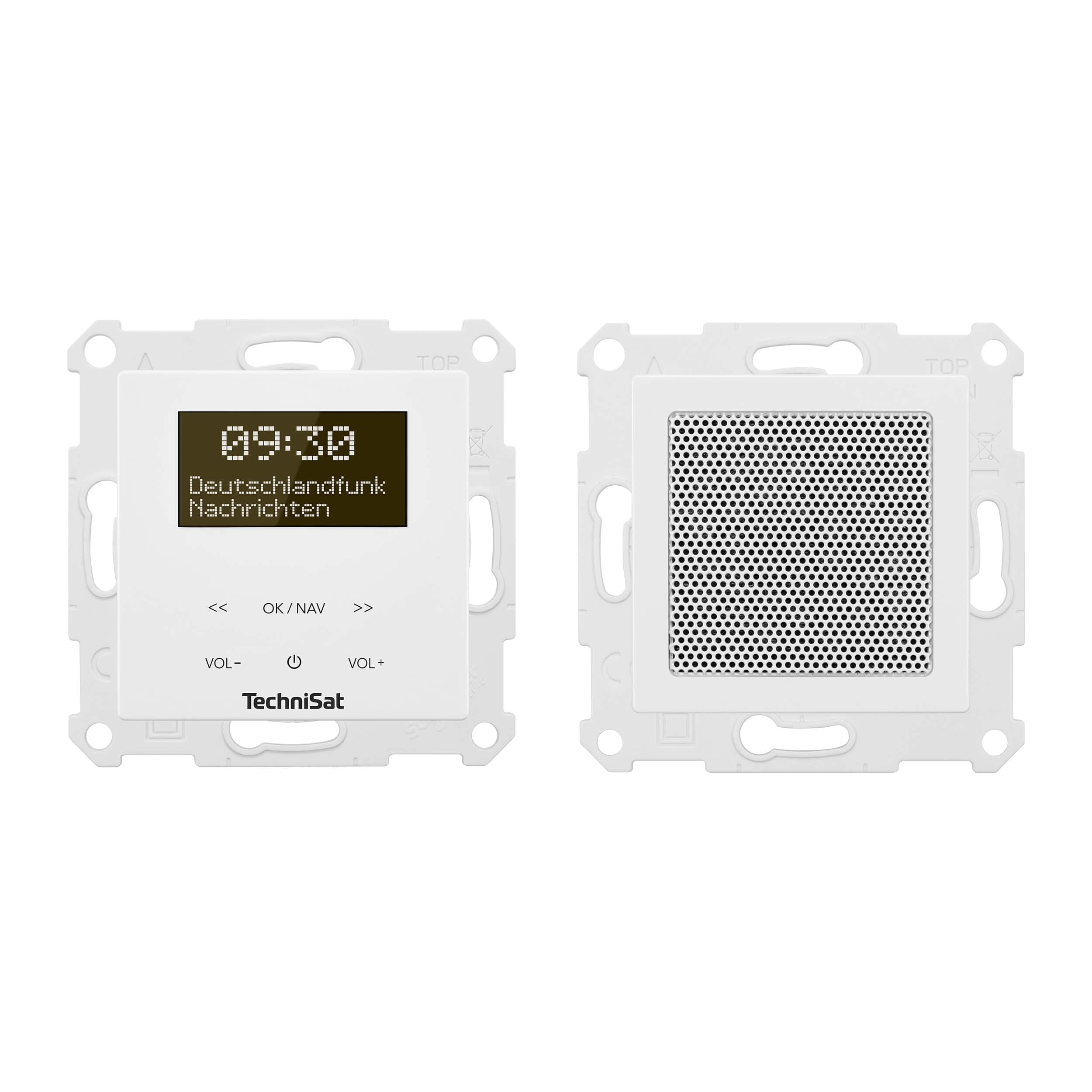 TechniSat DIGITRADIO UP 55 - Radio Dab+ encastrable pour Un Montage Flexible (Dab, FM, réception Bluetooth, écran OLED dimmable, Alarme et minuterie de Sommeil, 2 Watts) Frontale RAL 9016, Blanc