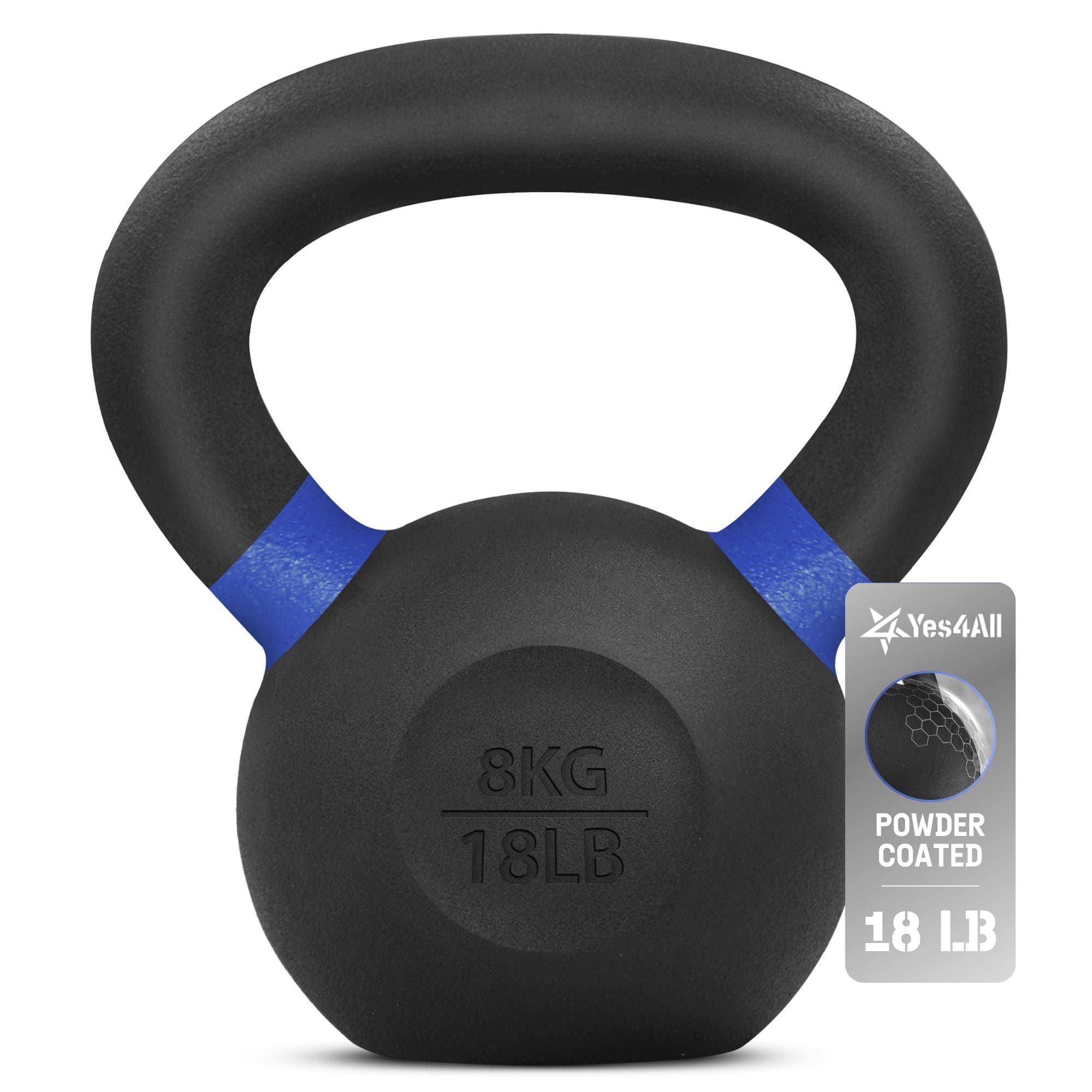 Yes4All Kettlebell da 4-32 kg rivestiti in polvere con impugnatura larga, Kettlebell da competizione