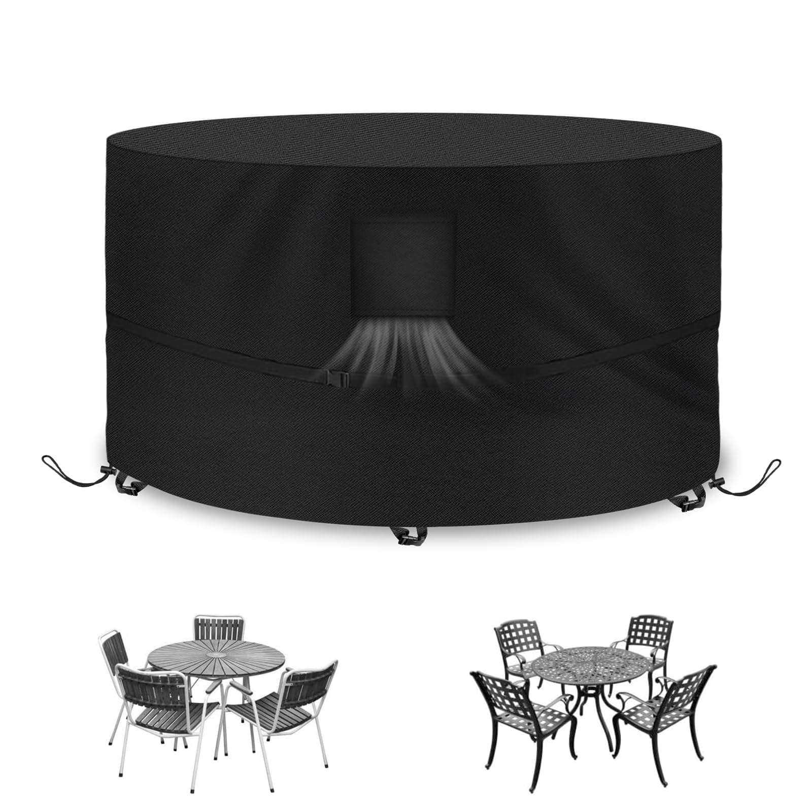 Kovshuiwe Copertura rotonda per mobili da giardino, 163 cm x 80 cm, impermeabile, copertura per tavolo da patio, resistente tessuto Oxford 420D, copertura per mobili in rattan, antivento, anti-UV, per
