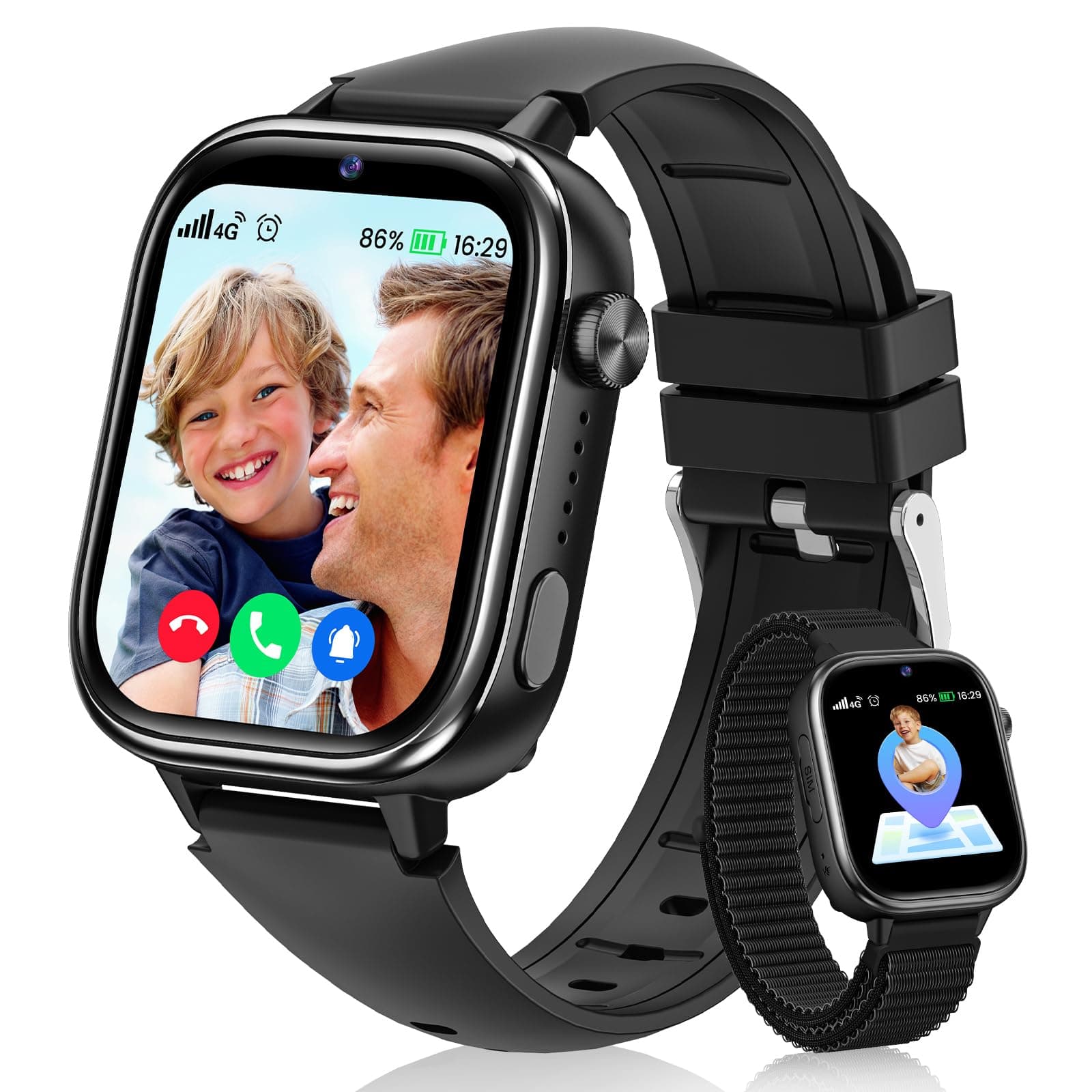 Oliimptek 4G Reloj Inteligente Niño, Smartwatch Niños con GPS y Llamadas, Videollamadas, Chat de Voz, SOS, Modo Escuela, Podómetro, Despertador, Juegos, Reloj Inteligente Regalo Niñas y Niños, Negro