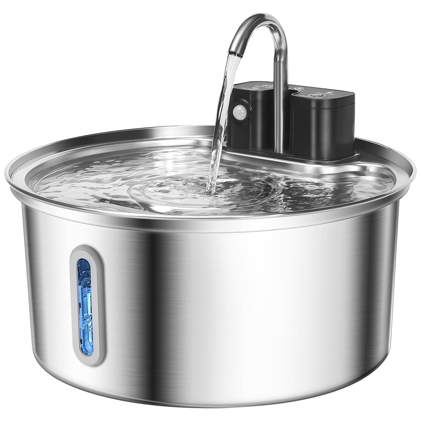 Fontaine pour Chat sans Fil, Fontaine a Eau Chat en Acier Inoxydable avec Detecteur de Mouvement et Batterie 4200mAh - Fontaine à Eau pour Chats avec Filtre et réservoir d'eau de 3.2L