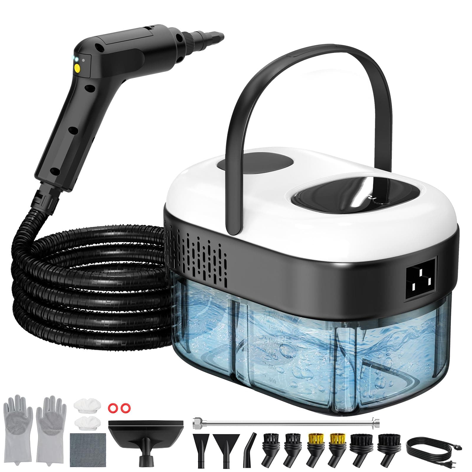 Limpiador a Vapor Portátil 2500W, Vaporeta de Mano con Depósito 1,4L, 18 Accesorios, 3 Modos de Vapor, Máquina de Vapor Limpieza para Hogar, Cocina, Baño, Coche y Sofá