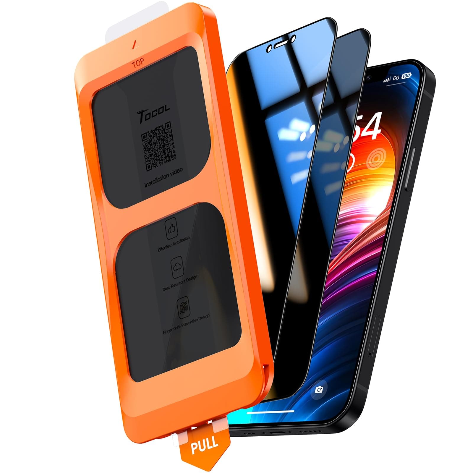 TOCOL Privacy Pellicola Protettiva per iPhone 12/12 Pro 6,1 Pollici, 25° Reali Anti-Spy, Rimozione Automatica Della Polvere, Copertura Completa, Senza Bolle, Durezza 9H, 2 Pezzi
