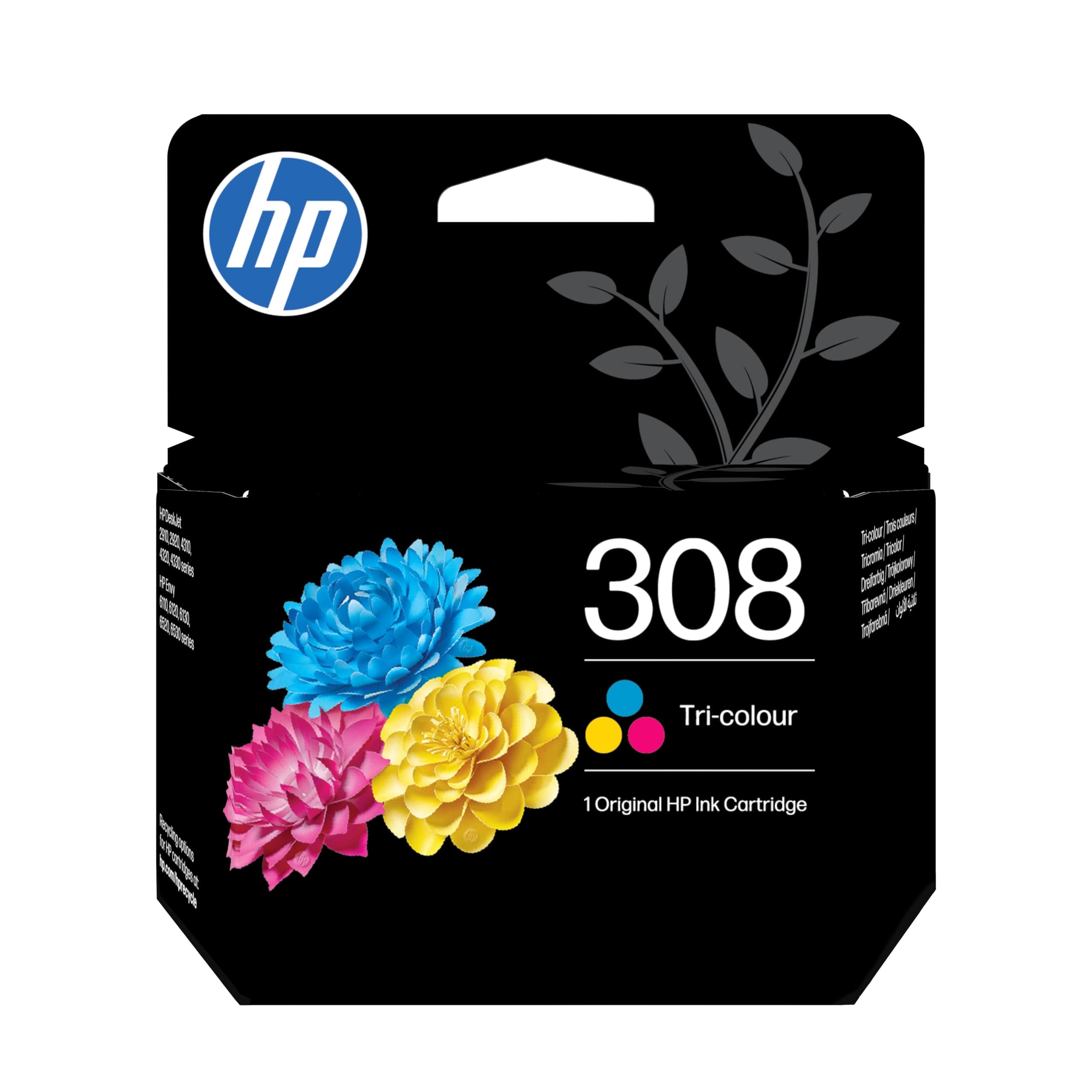 HP 308 Tricromia, 7FP20UE, Cartuccia Originale da 120 Pagine, Compatibile con Stampanti Envy 6110e, 6120e, 6122e, 6130e, 6132e, 6520e, 6530e, 6532e