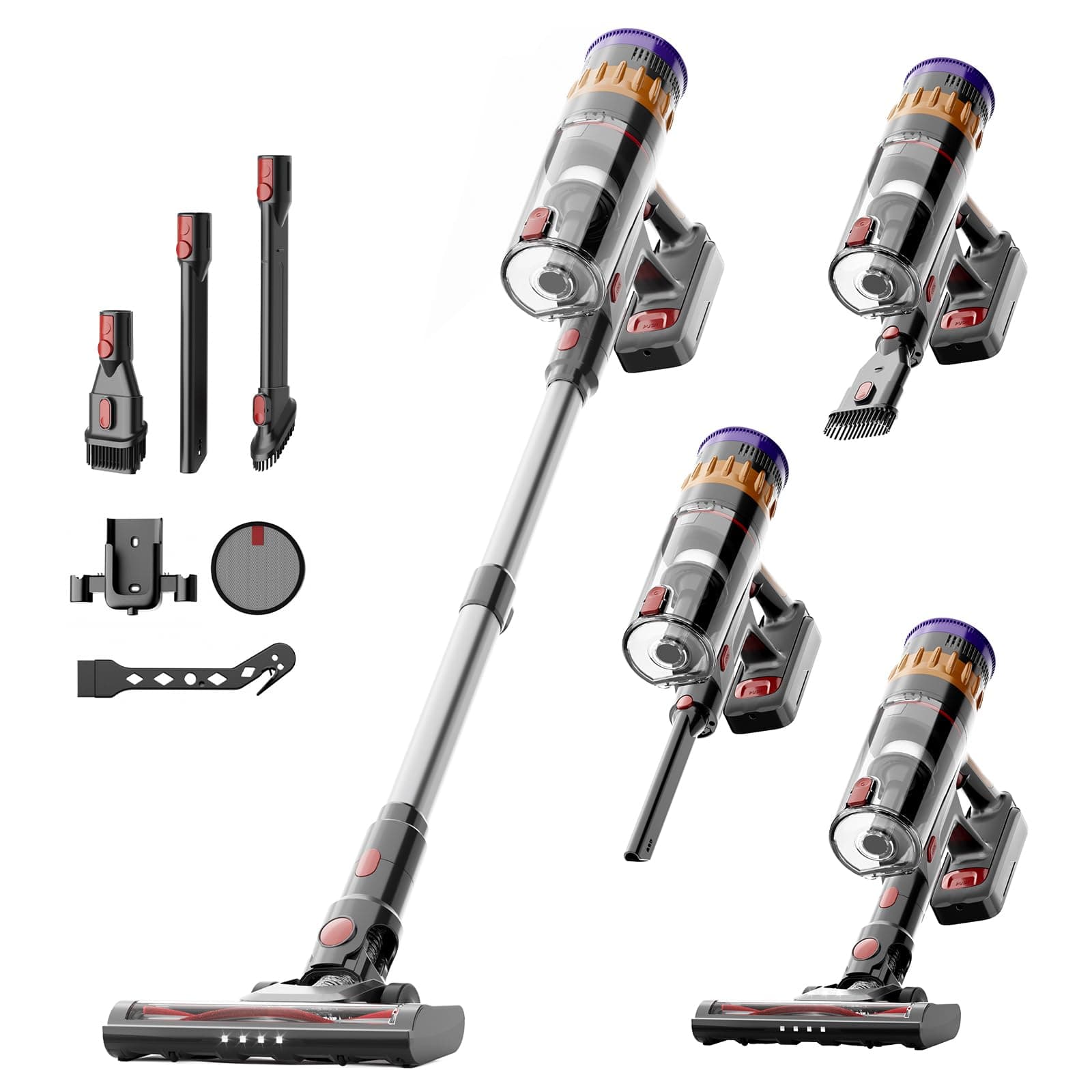 Lefant Aspirateur Balai sans Fil, Aspirateur sans Fil Puissant 40KPA avec 42Mins Autonomie, Écran LED Intelligent, Brosse Anti-Enchevêtrement, Aspirateur Balai pour Poils d'animaux/Tapis/Sols Durs