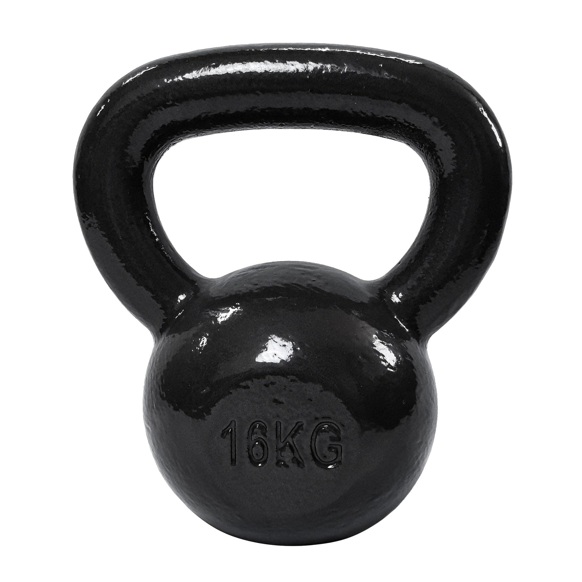 Amazon Basics Kettlebell - Gusseisen Widerstandstraining Gewicht mit Texturiertem Breitem Griff - Lackierte Oberfläche - Schwarz